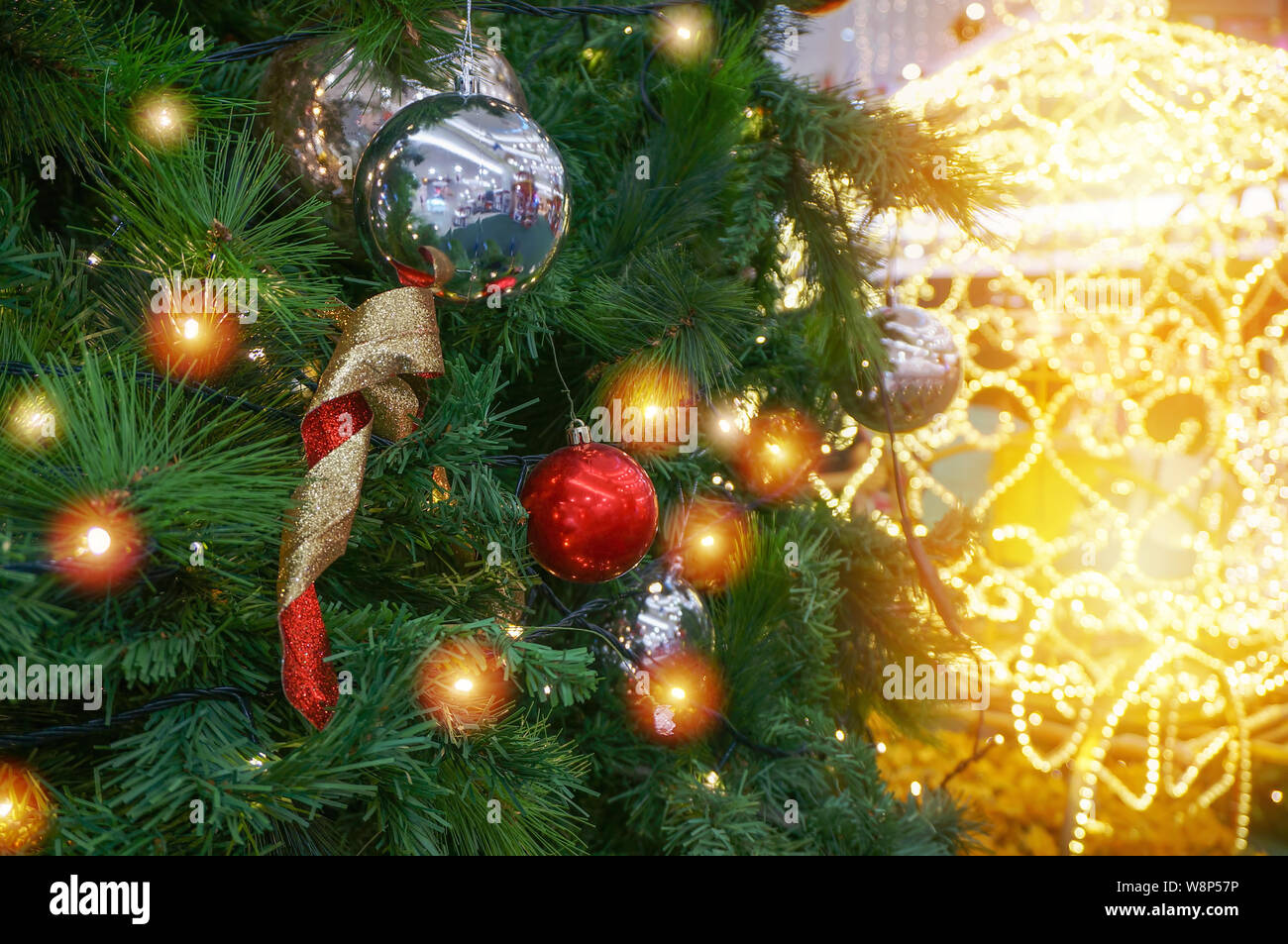 Sfondo di natale con decorazione di festa e testo - Buon Natale Foto Stock
