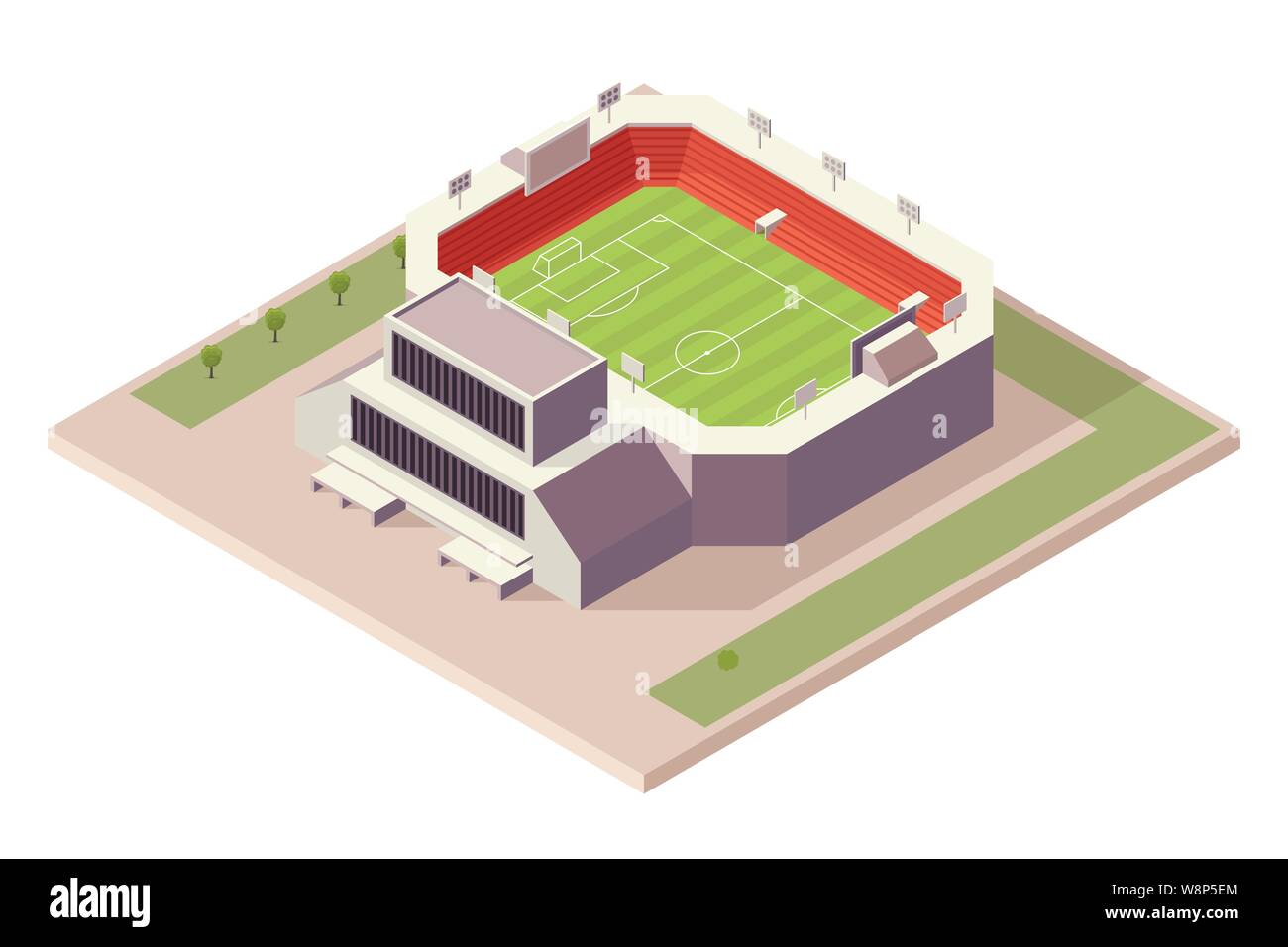 Un vettore illustrazione isometrica di Soccer Stadium Illustrazione Vettoriale