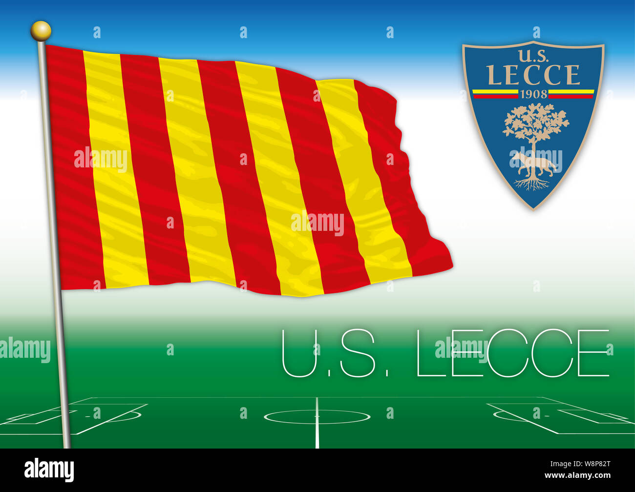 Lecce noi football club bandiera e stemma Foto Stock