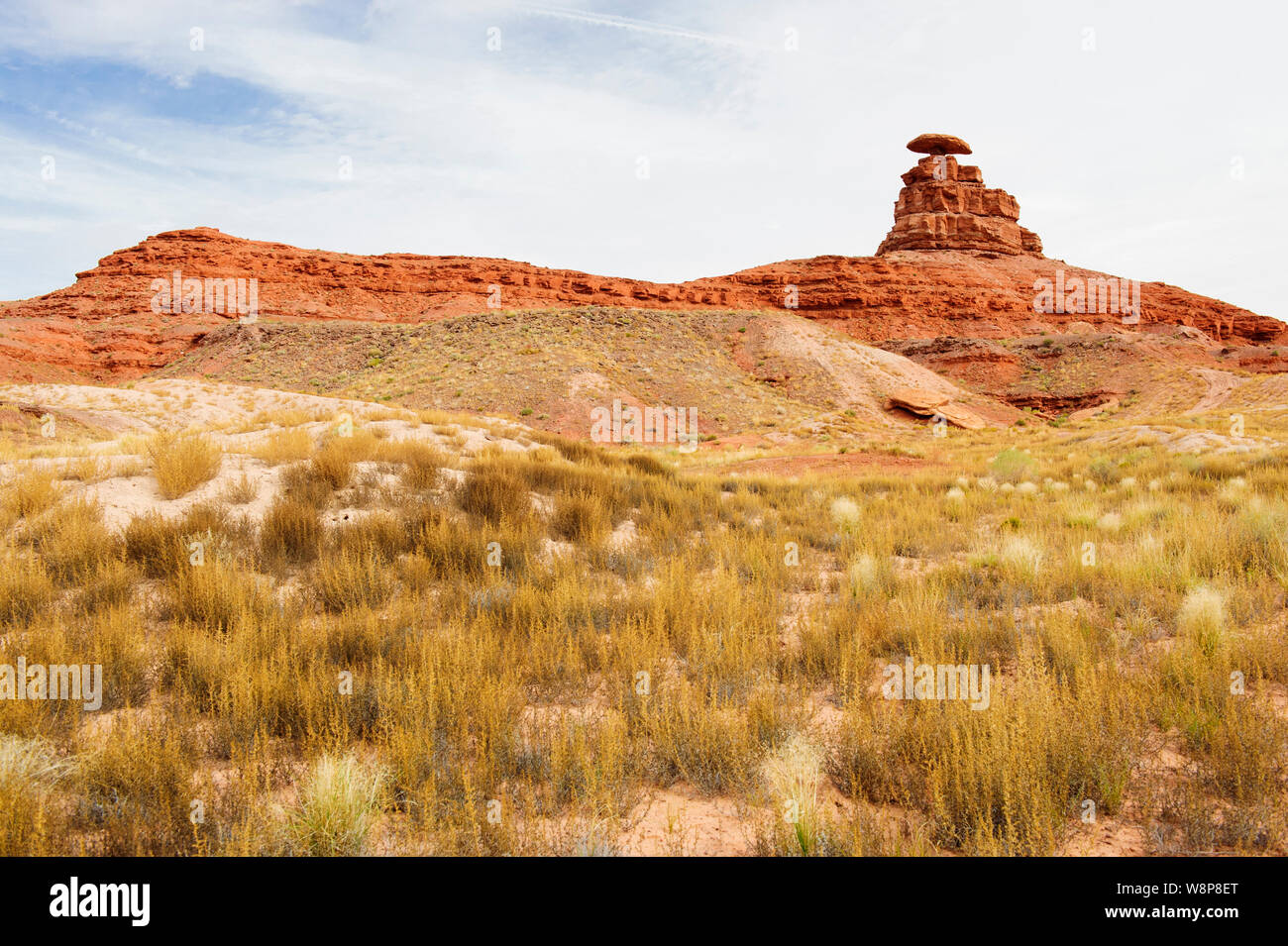 Mexican Hat formazione di roccia, San Juan County, Utah, Stati Uniti d'America. Foto Stock