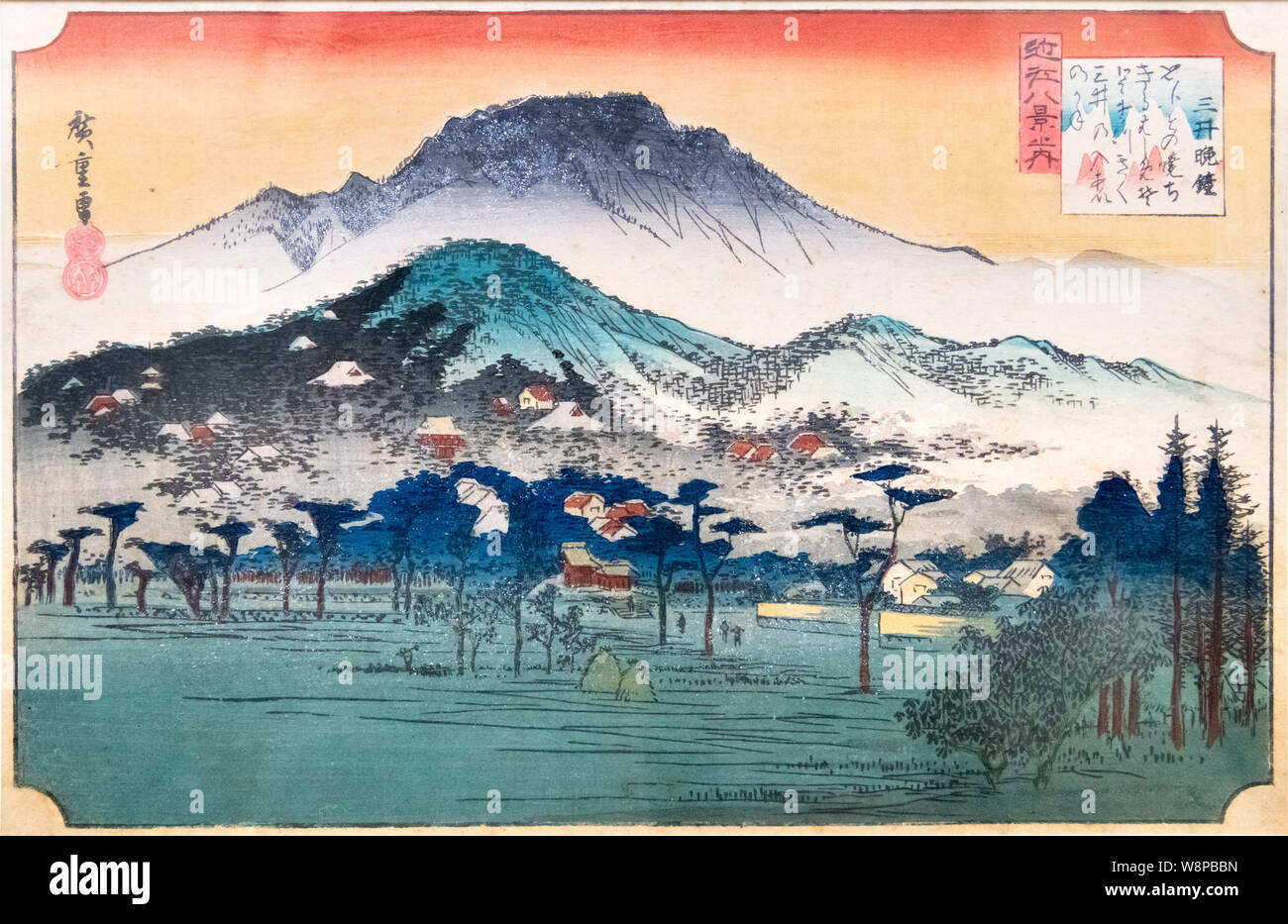 Le otto scene di Omi provincia: Serata campana al tempio Mii da Utagawa Hiroshige (1797 -1858), periodo Edo, del XIX secolo e il Museo Nazionale di Tokyo, Giappone Foto Stock