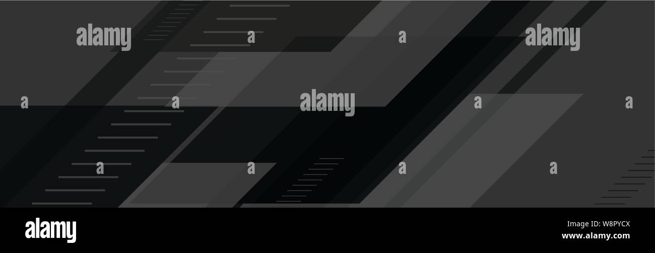 Nero geometriche minime banner astratta design. Sfondo vettoriale Illustrazione Vettoriale