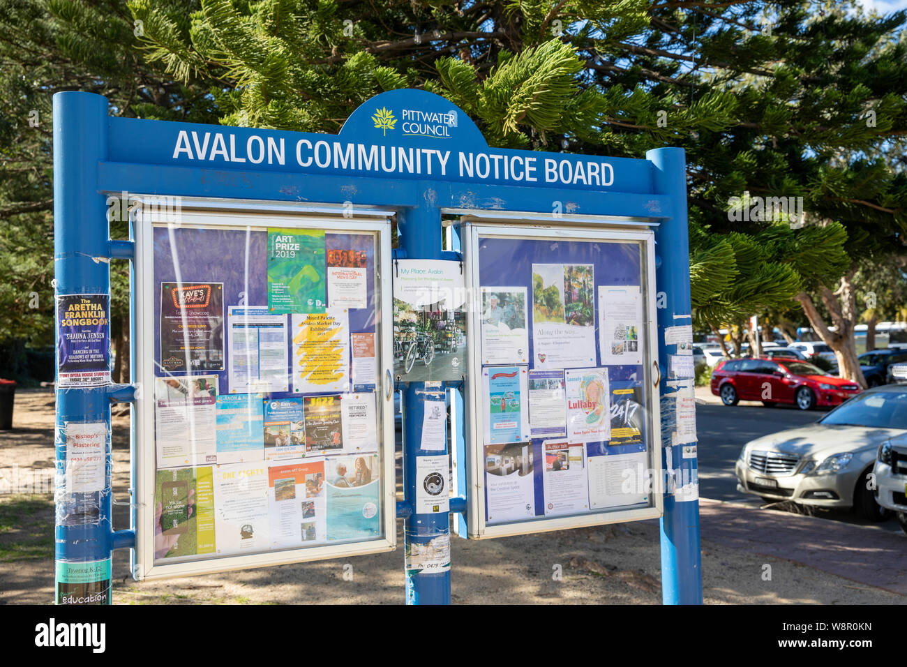 Comunità bacheca di Avalon Beach Pittwater sul nord di Sydney, le notizie locali e le informazioni per la comunità Foto Stock