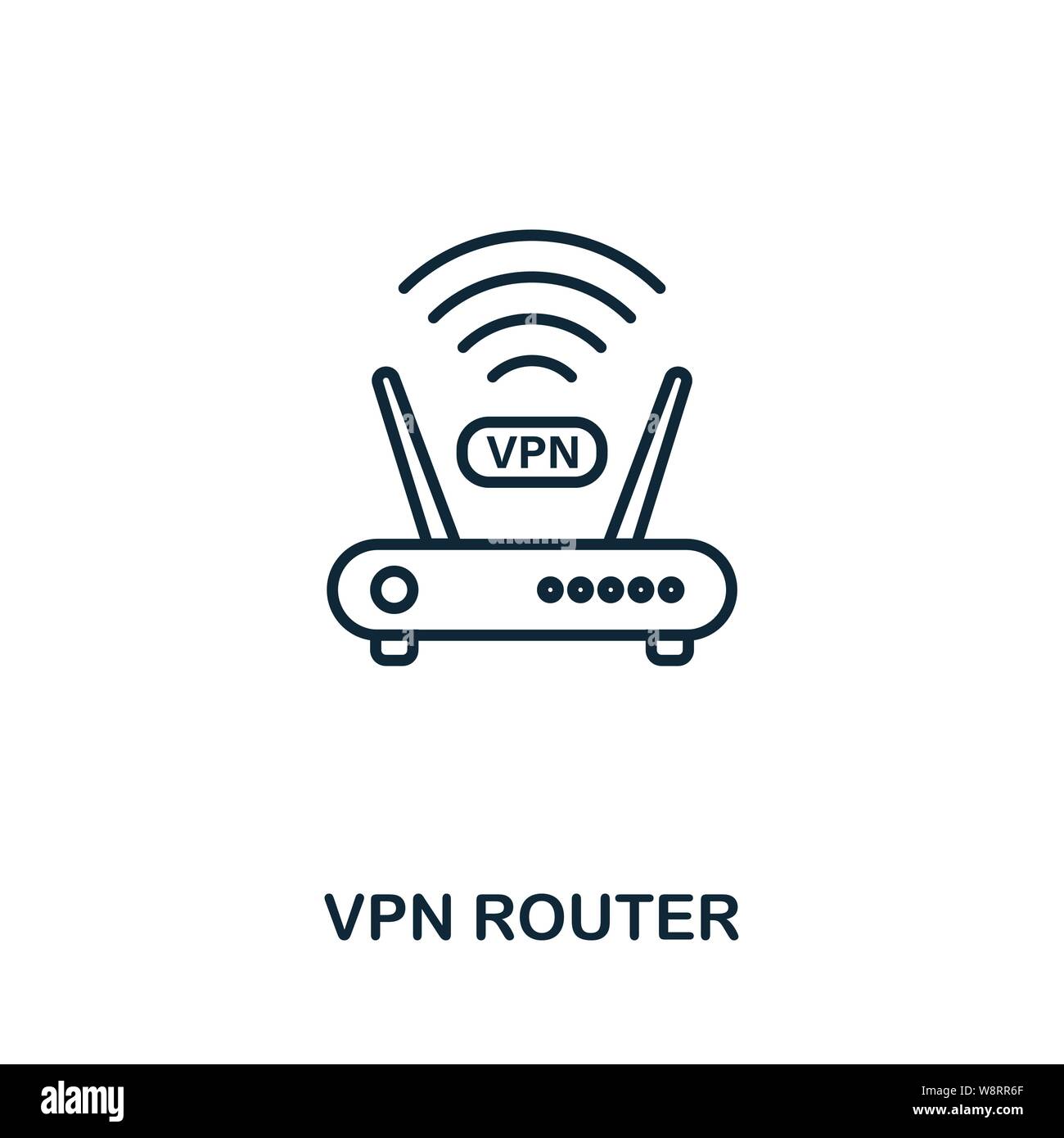 Stile del contorno dell'icona del router VPN. Glifo semplice dalla collezione di icone. Icona di Line VPN Router per la progettazione Web e il software Illustrazione Vettoriale