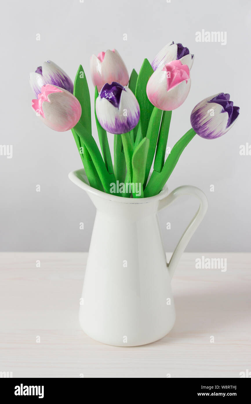 I Tulipani In Legno Artificiale Fiori Rosa Violetto In Una