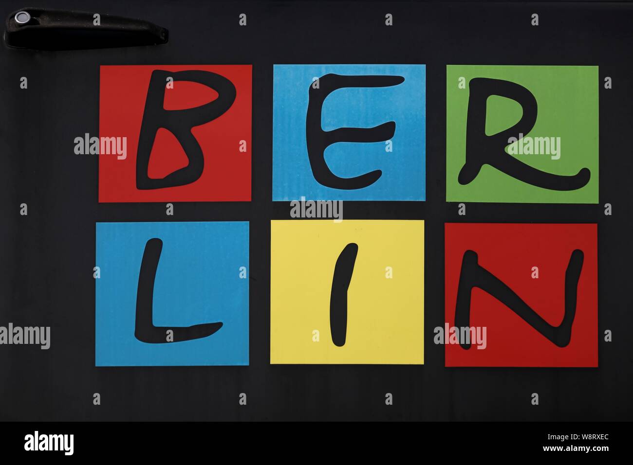 Berlino, Germania - 7 Settembre 2014: Berlino logo su una Trabant vettura Foto Stock