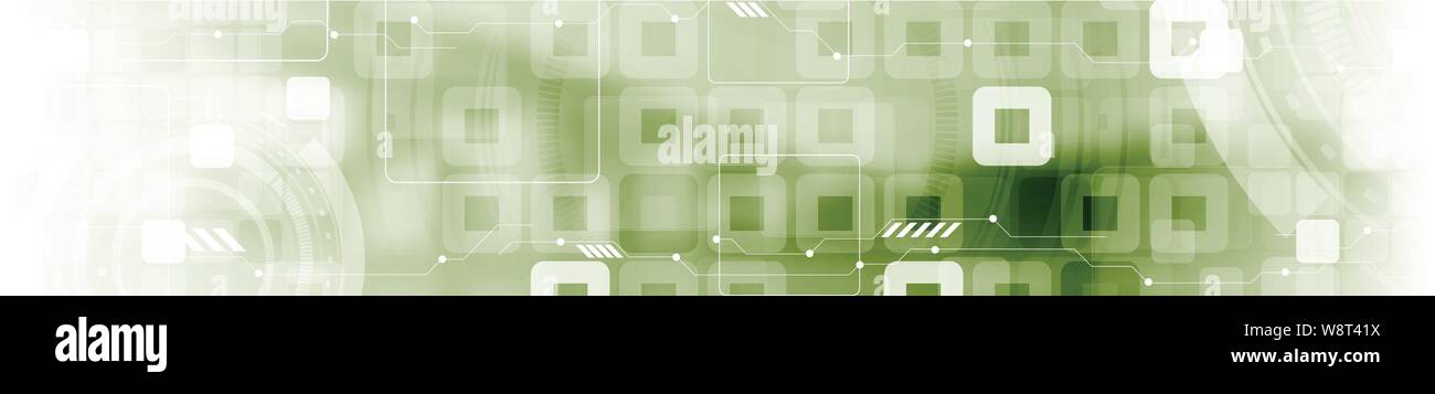 Tech astratta geometrica industriale web banner di intestazione. Luce verde tecnologia vettore sfondo Illustrazione Vettoriale