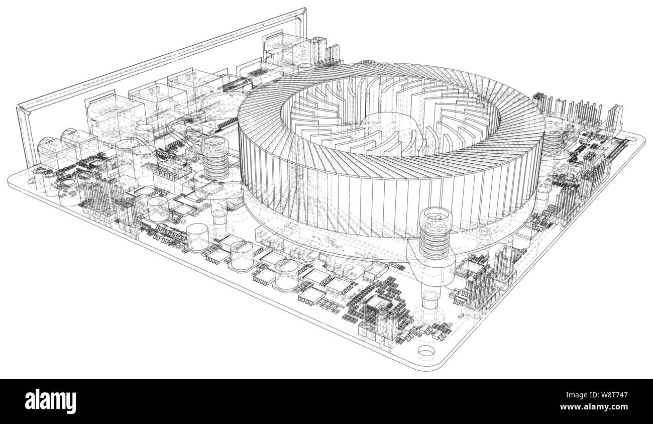 La tecnologia della scheda madre astratta lo sfondo dell'illustrazione. Illustrazione creata di 3d Illustrazione Vettoriale