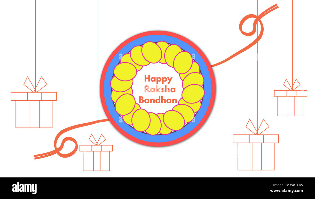 Rakhi Festival il design dello sfondo con la Creative Rakhi illustrazione Foto Stock
