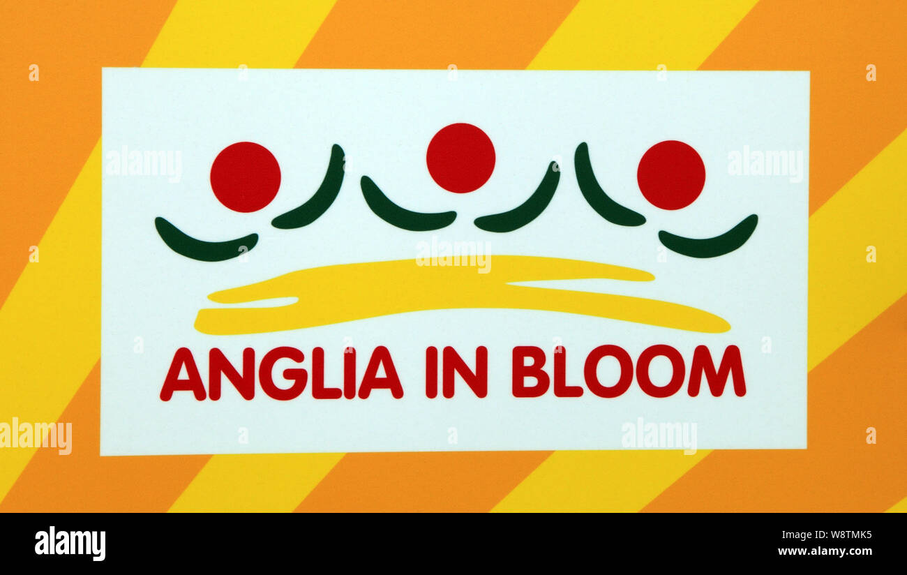 Anglia in Bloom, logo, segno,Hunstanton, Norfolk, Inghilterra, Regno Unito Foto Stock