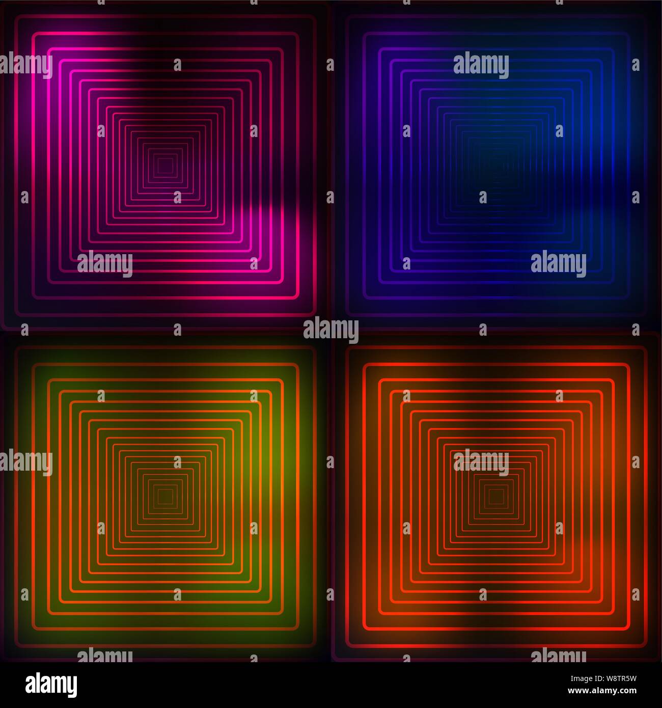 Il neon blu, arancione, rosa, giallo sfondo geometrico. Illustrazione astratta. Linee incandescente. Tecnologia. Vector illustrator Illustrazione Vettoriale