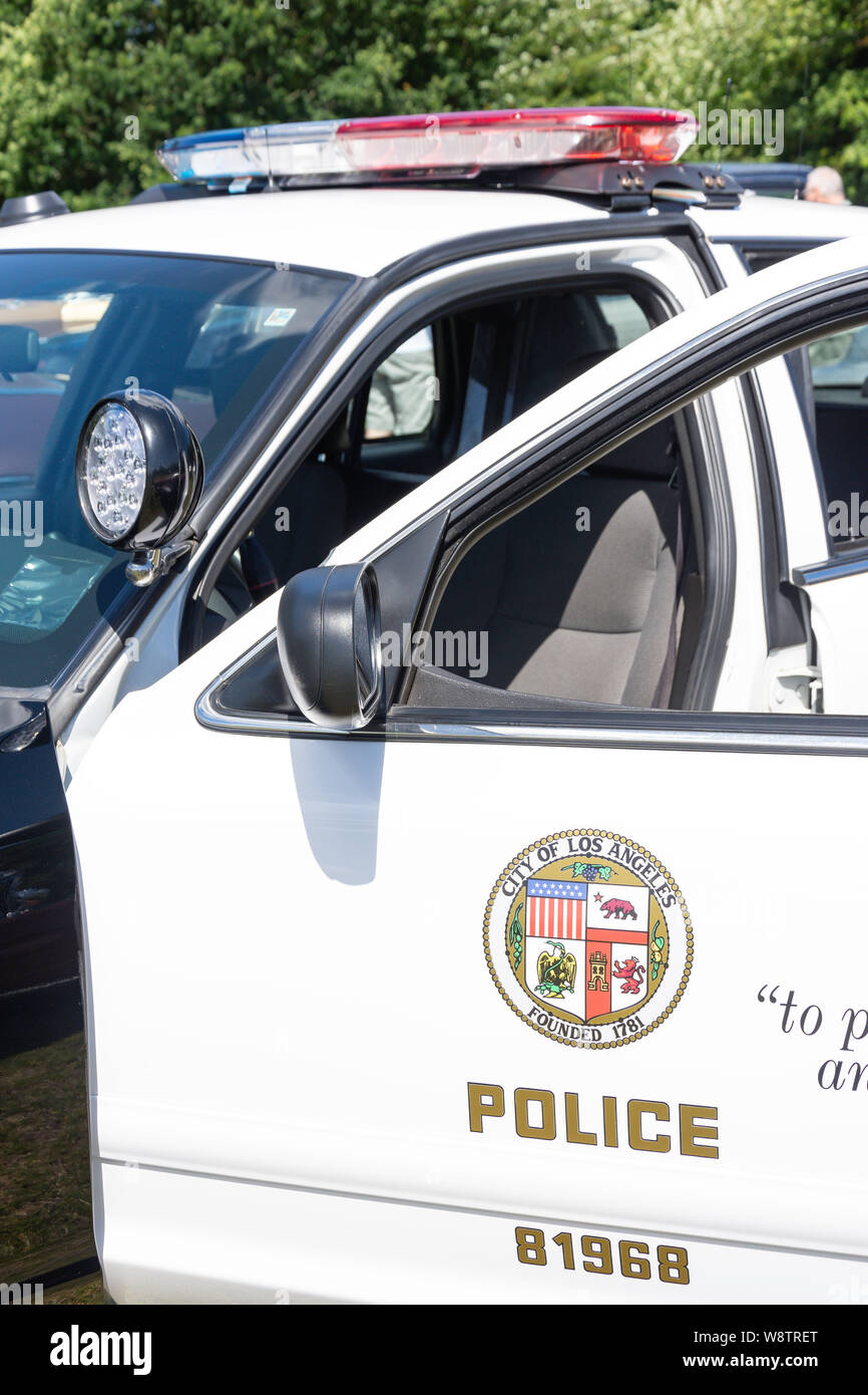 Los Angeles auto della polizia logo, Marina del Rey, Los Angeles, California, Stati Uniti d'America Foto Stock