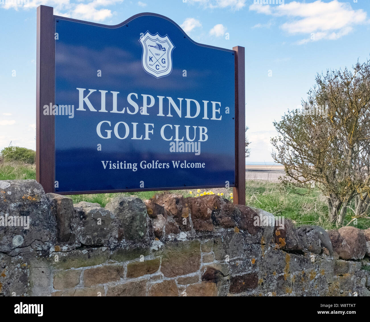 Segno fo Kilspindie Golf Club, East Lothian, Scozia, Regno Unito. Foto Stock