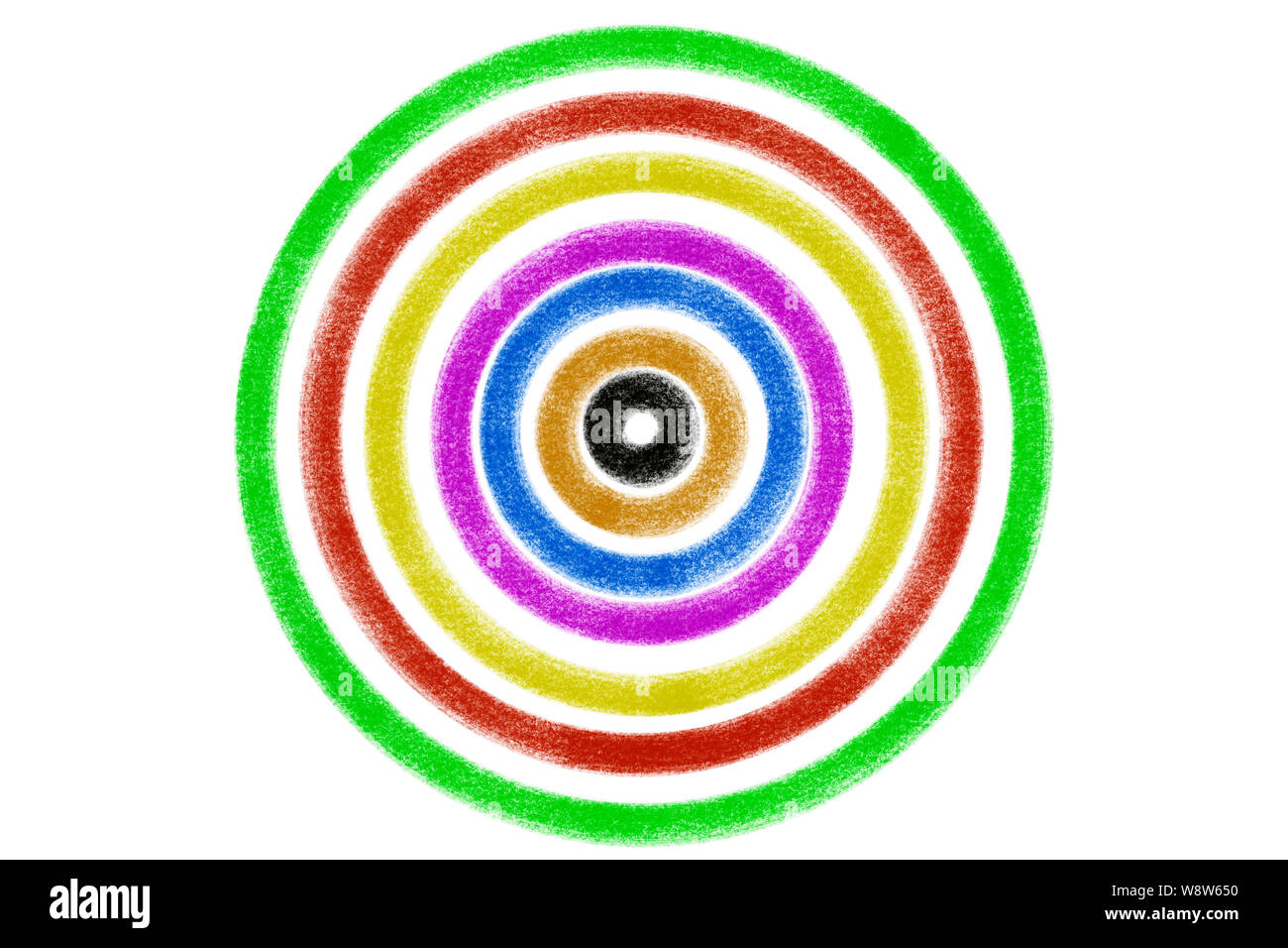 Verniciato colorato cerchi concentrici Foto Stock