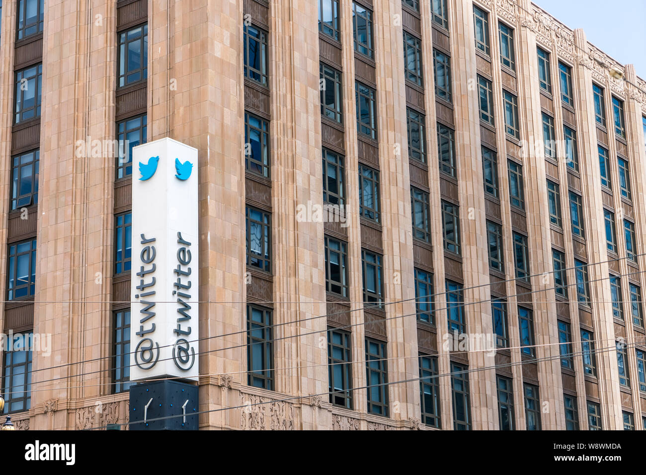 Agosto 10, 2019 San Francisco / CA / STATI UNITI D'AMERICA - sede di Twitter nel centro cittadino di San Francisco Foto Stock