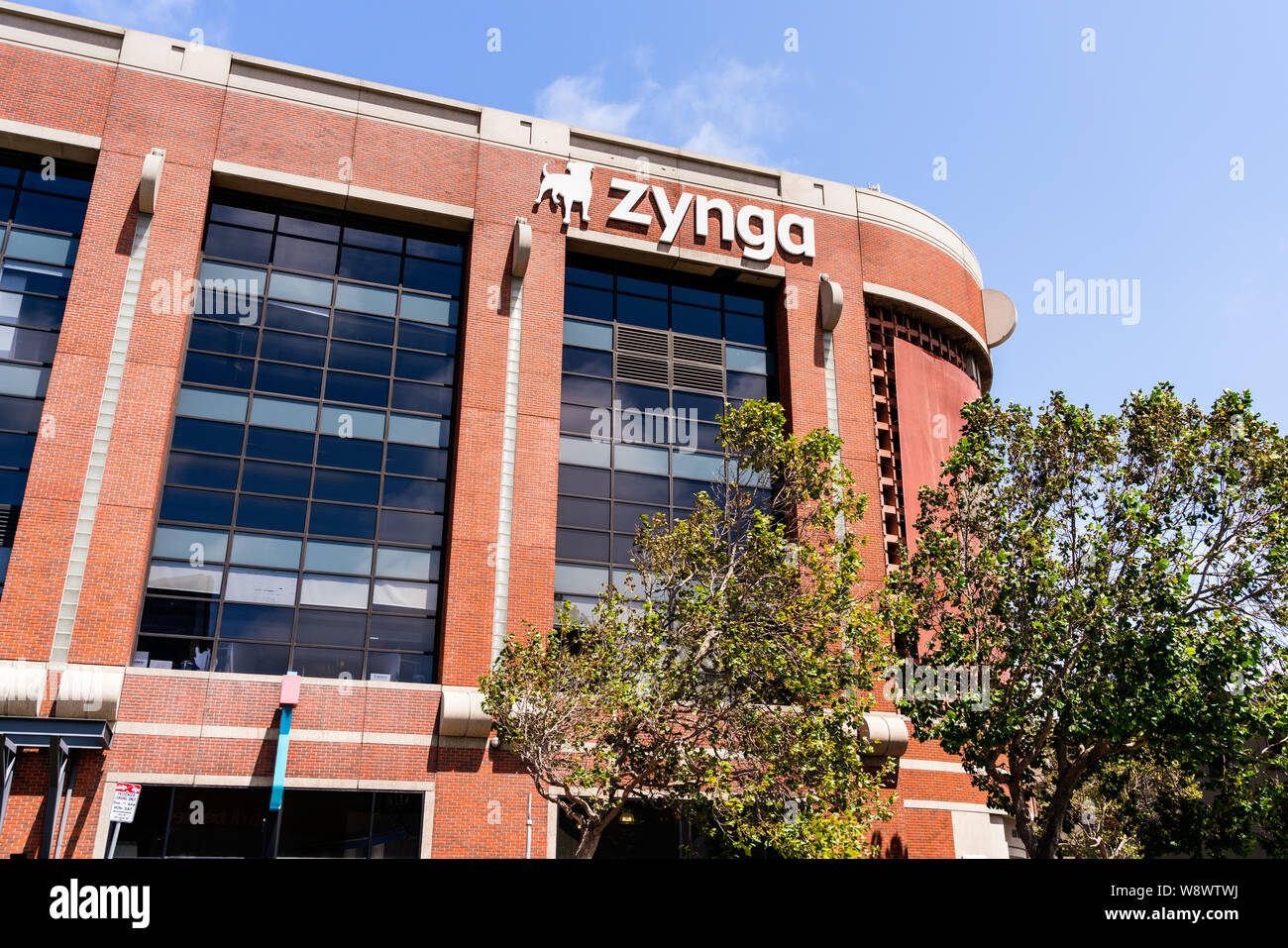 Agosto 10, 2019 San Francisco / CA / STATI UNITI D'AMERICA - Zynga sede nella Silicon Valley; Zynga Inc. è un americano di gioco sociale sviluppatore, il suo fuoco principale essendo Foto Stock