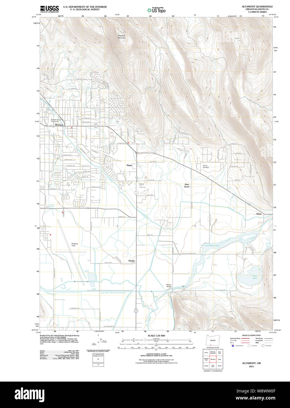 USGS TOPO Map Oregon Altamont 20110902 TM il restauro Foto Stock