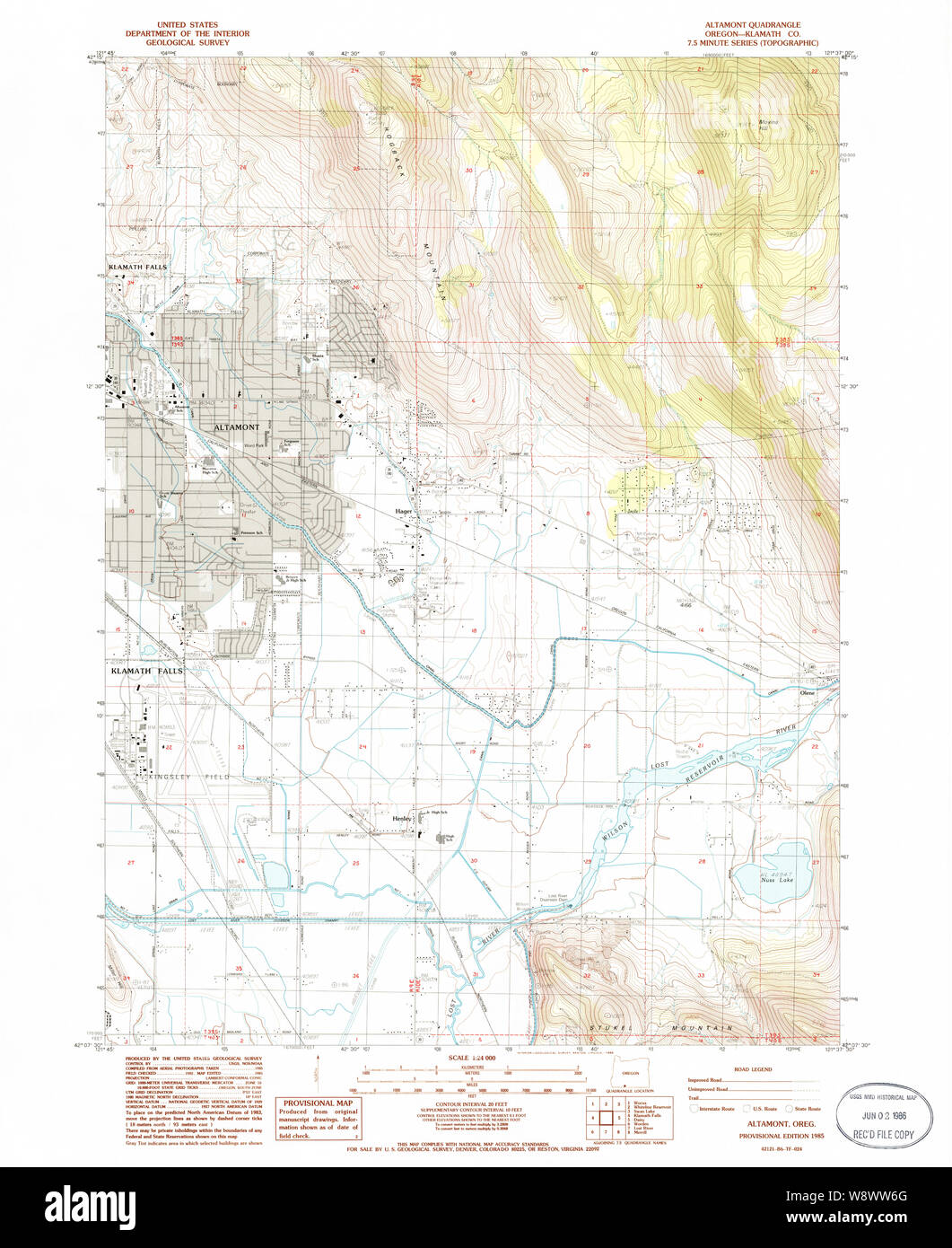 USGS TOPO Map Oregon Altamont 278830 1985 24000 Restauro Foto Stock
