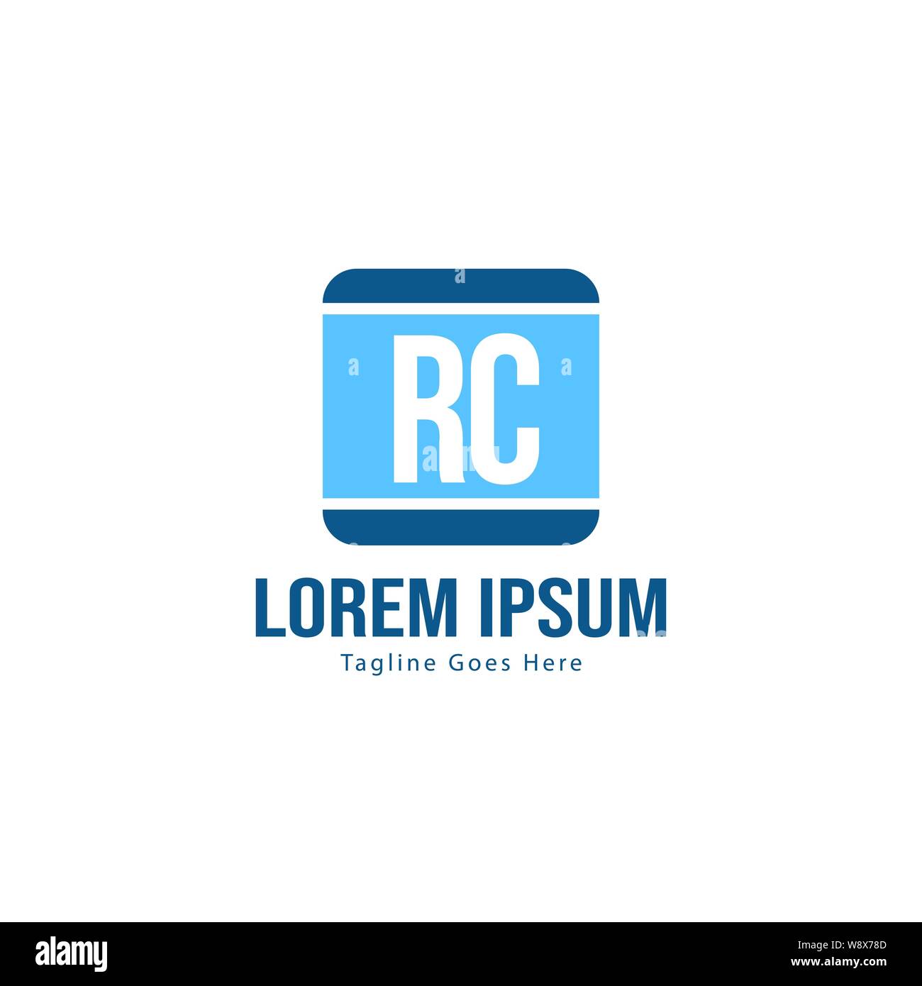 Iniziale del logo RC modello con telaio moderno. RC minimalista lettera logo illustrazione vettoriale design Illustrazione Vettoriale