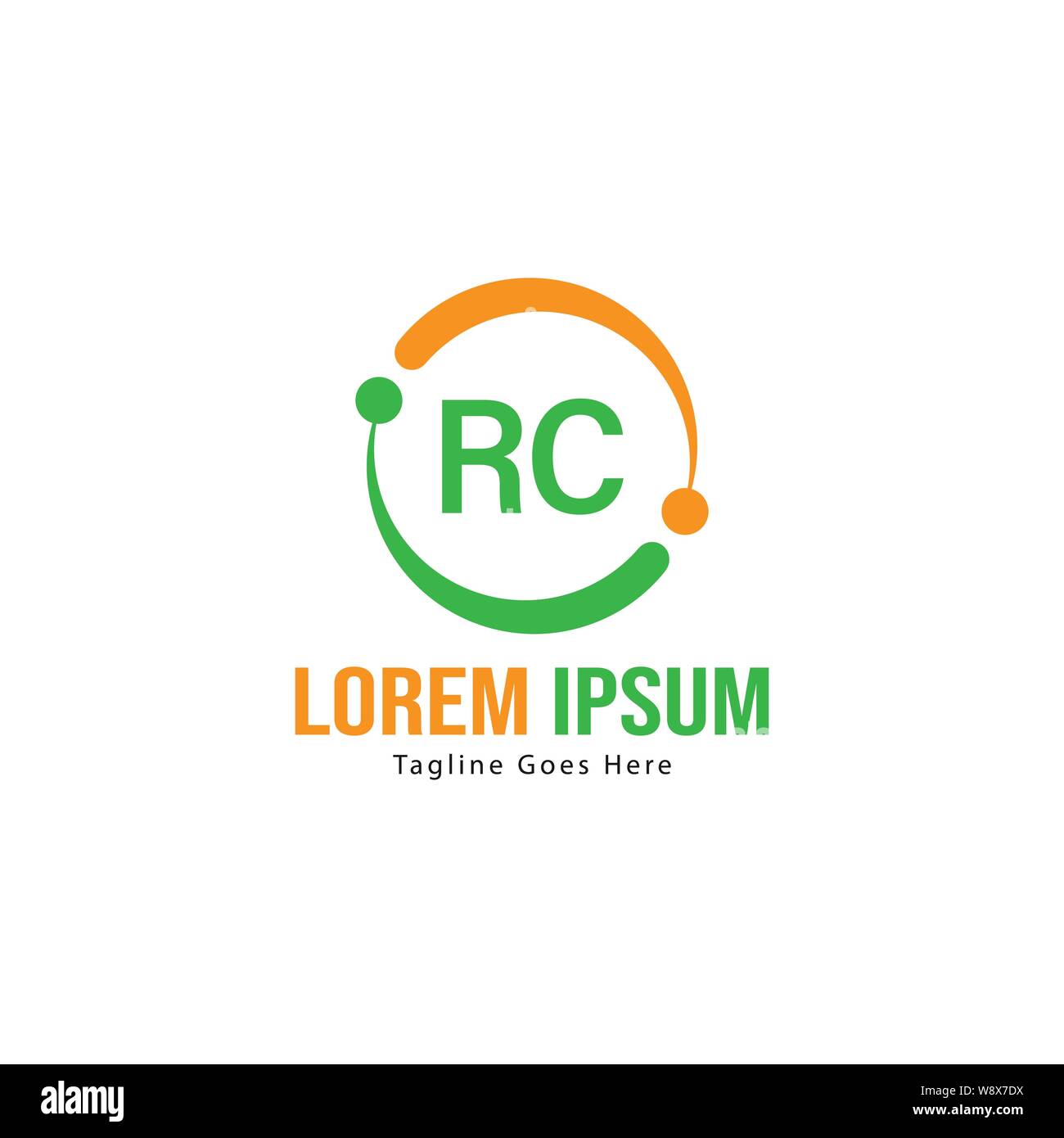 Iniziale del logo RC modello con telaio moderno. RC minimalista lettera logo illustrazione vettoriale design Illustrazione Vettoriale