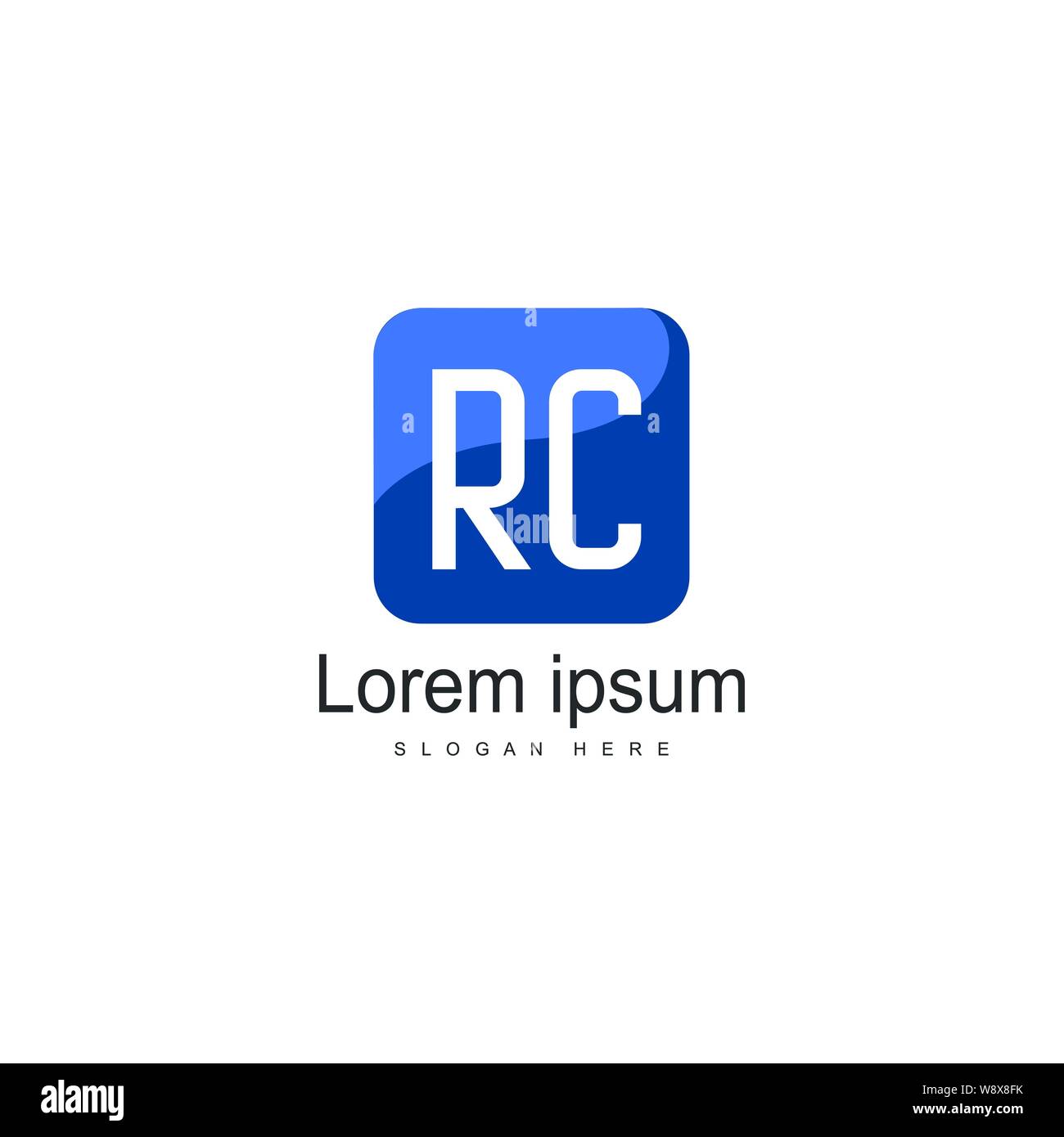 Iniziale del logo RC modello con telaio moderno. RC minimalista lettera logo illustrazione vettoriale design Illustrazione Vettoriale