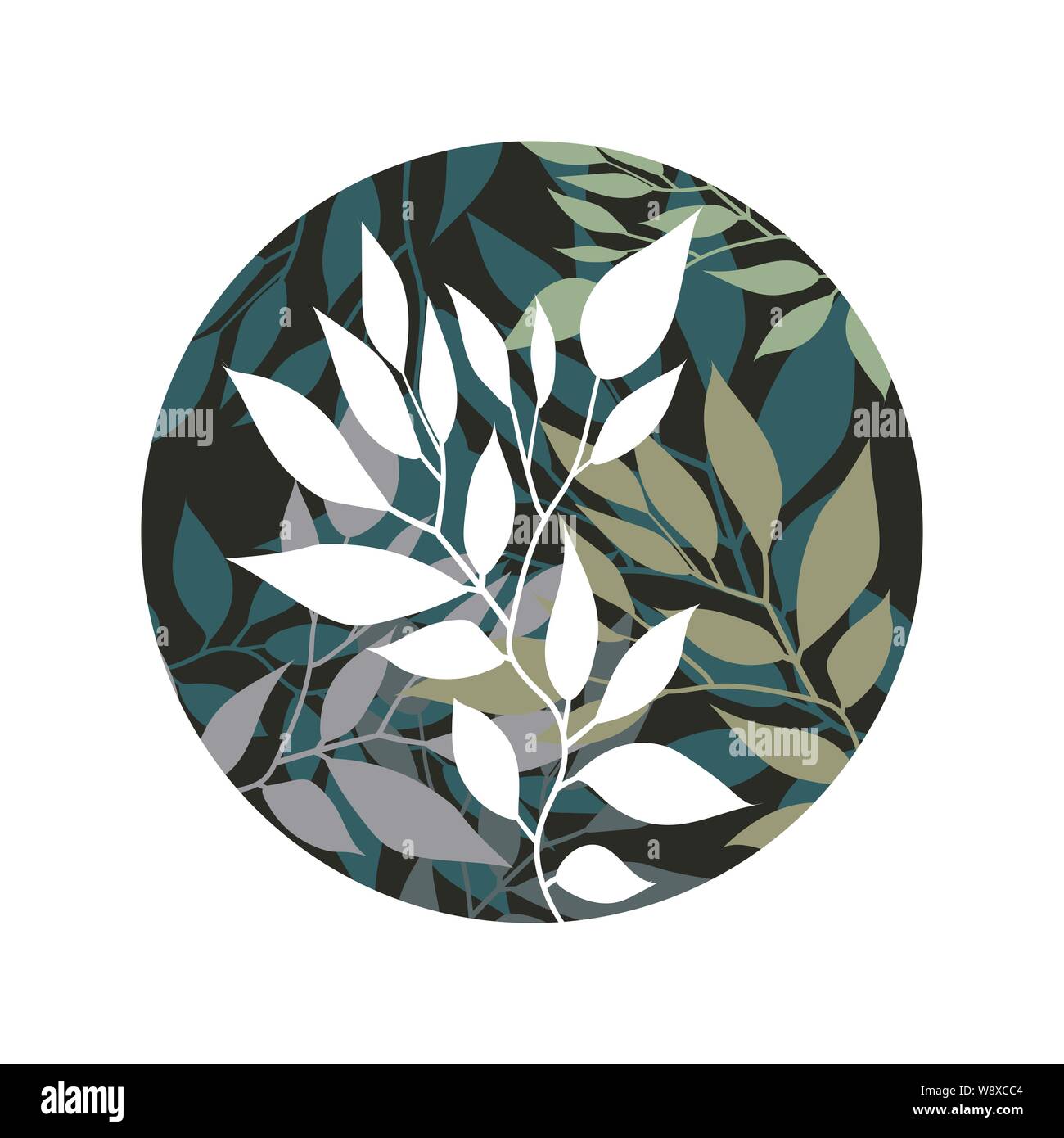 Vettore Handdrawn stile acquarello, natura illustrazione. Sfondo con foglie e rami Illustrazione Vettoriale