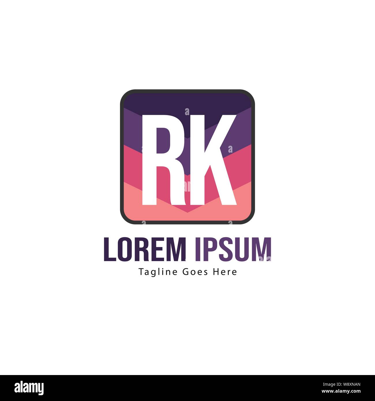 Iniziale logo RK Modello con telaio moderno. RK minimalista lettera logo illustrazione vettoriale design Illustrazione Vettoriale