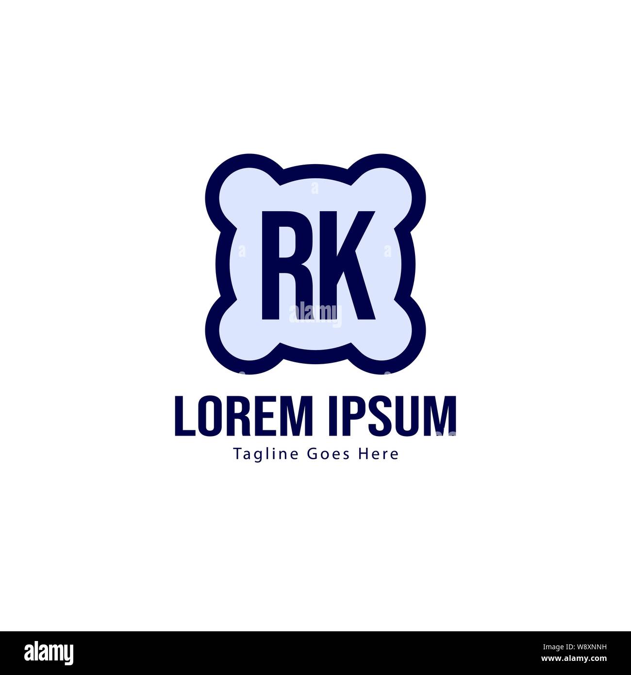 Iniziale logo RK Modello con telaio moderno. RK minimalista lettera logo illustrazione vettoriale design Illustrazione Vettoriale