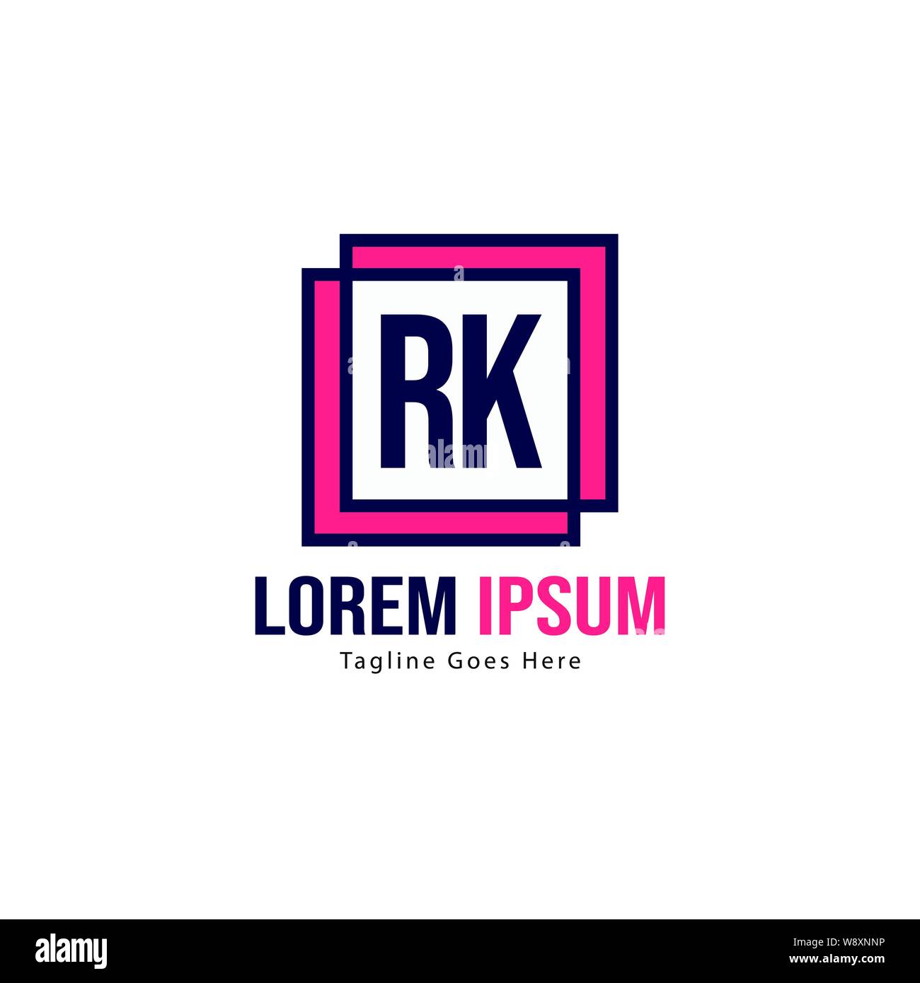 Iniziale logo RK Modello con telaio moderno. RK minimalista lettera logo illustrazione vettoriale design Illustrazione Vettoriale