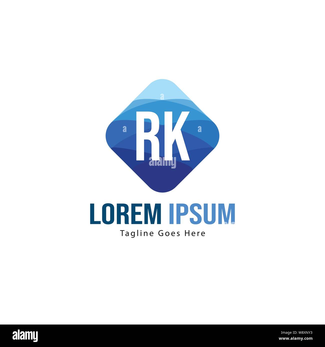Iniziale logo RK Modello con telaio moderno. RK minimalista lettera logo illustrazione vettoriale design Illustrazione Vettoriale