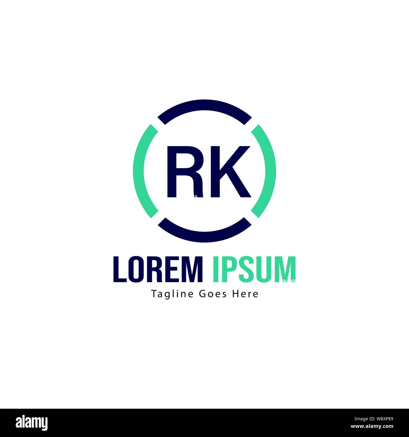 Iniziale logo RK Modello con telaio moderno. RK minimalista lettera logo illustrazione vettoriale design Illustrazione Vettoriale
