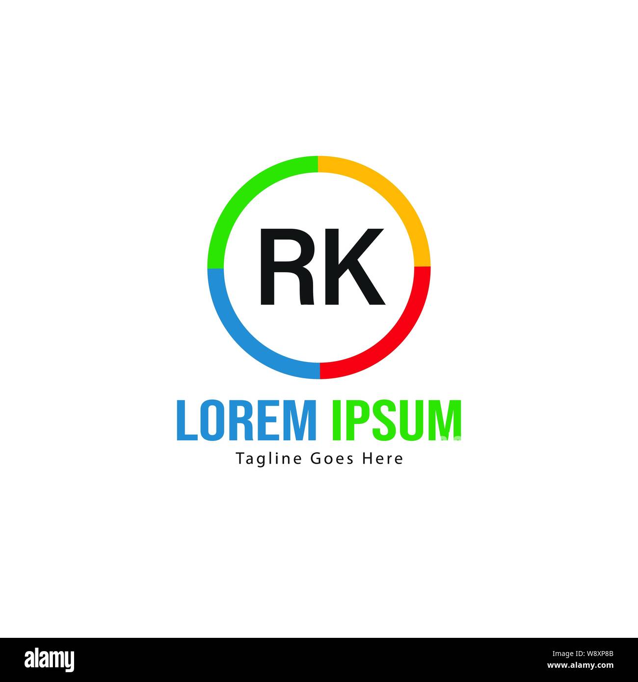 Iniziale logo RK Modello con telaio moderno. RK minimalista lettera logo illustrazione vettoriale design Illustrazione Vettoriale