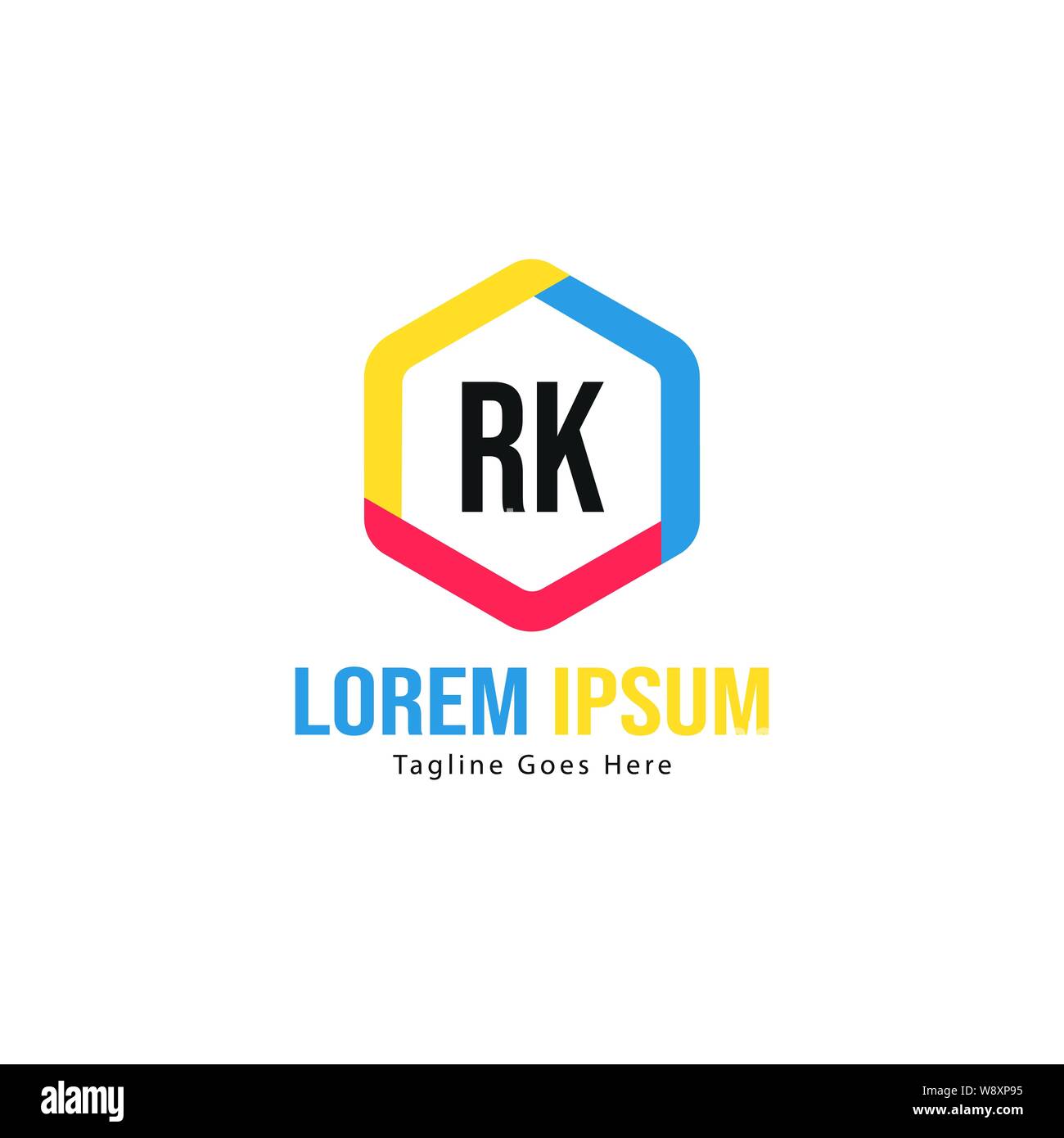 Iniziale logo RK Modello con telaio moderno. RK minimalista lettera logo illustrazione vettoriale design Illustrazione Vettoriale