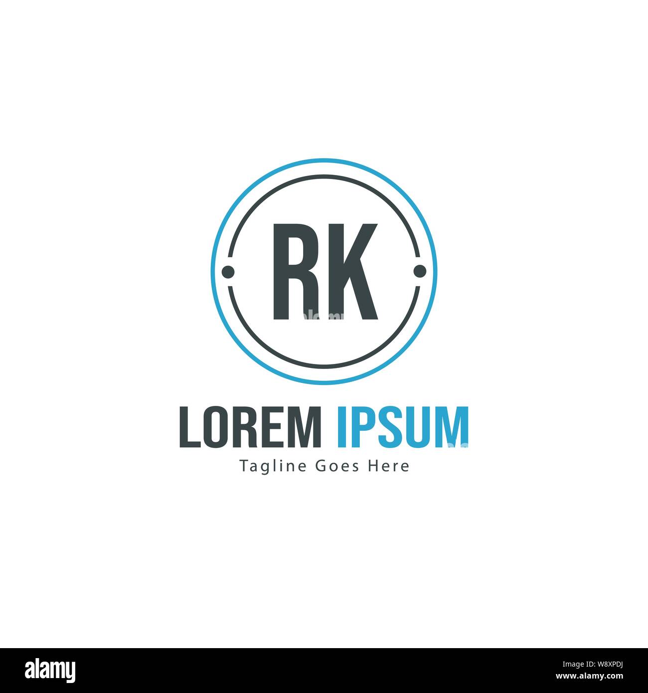 Iniziale logo RK Modello con telaio moderno. RK minimalista lettera logo illustrazione vettoriale design Illustrazione Vettoriale
