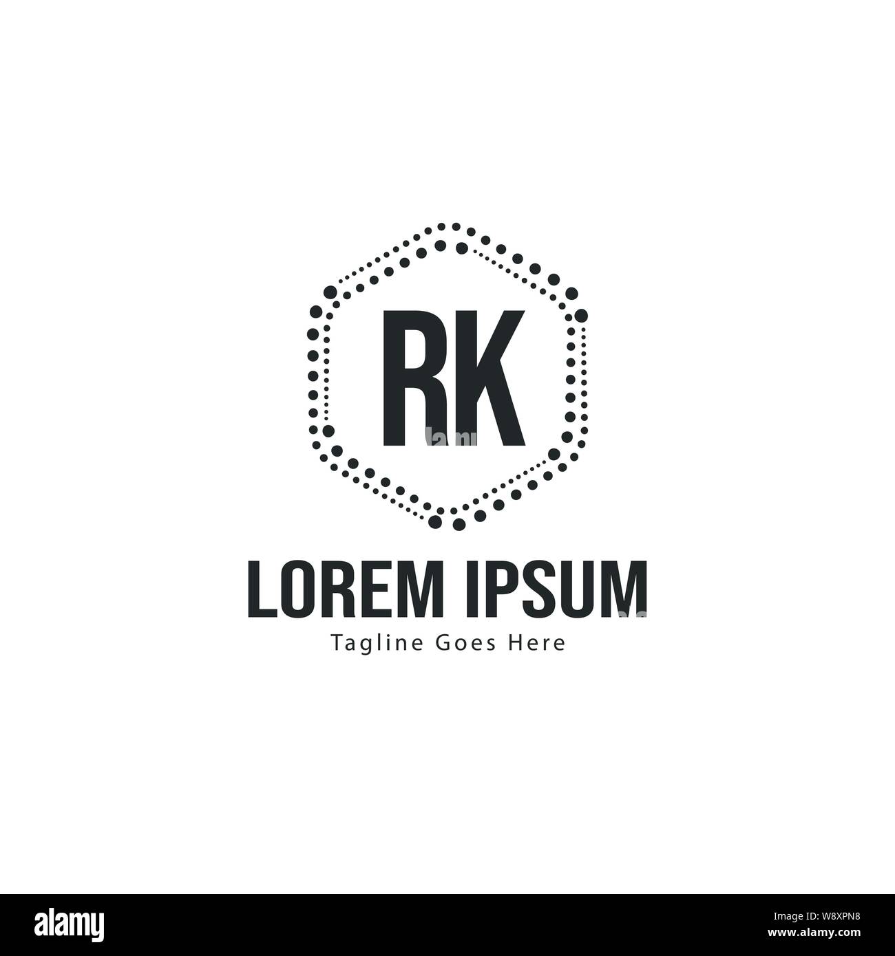 Iniziale logo RK Modello con telaio moderno. RK minimalista lettera logo illustrazione vettoriale design Illustrazione Vettoriale