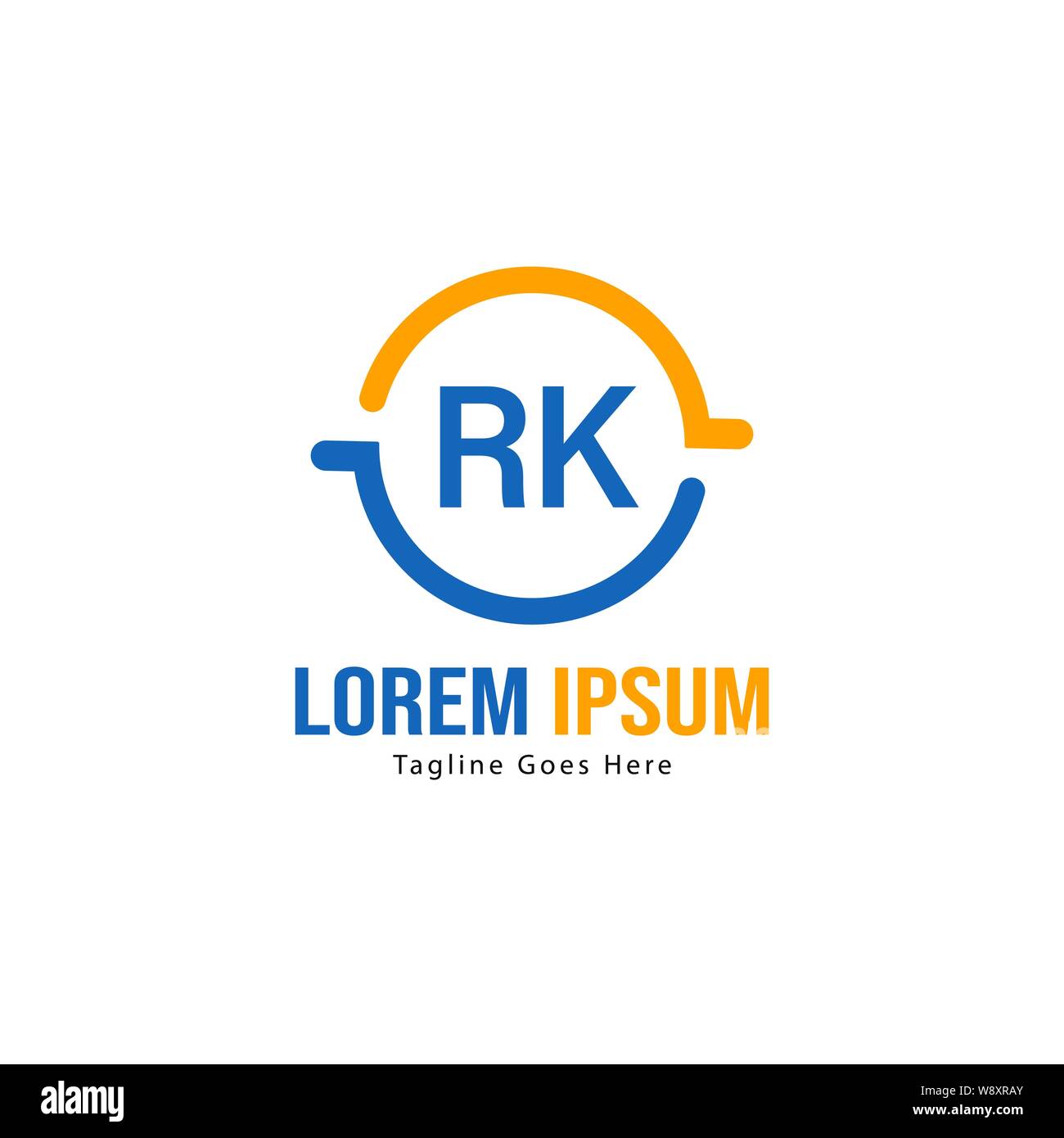 Iniziale logo RK Modello con telaio moderno. RK minimalista lettera logo illustrazione vettoriale design Illustrazione Vettoriale