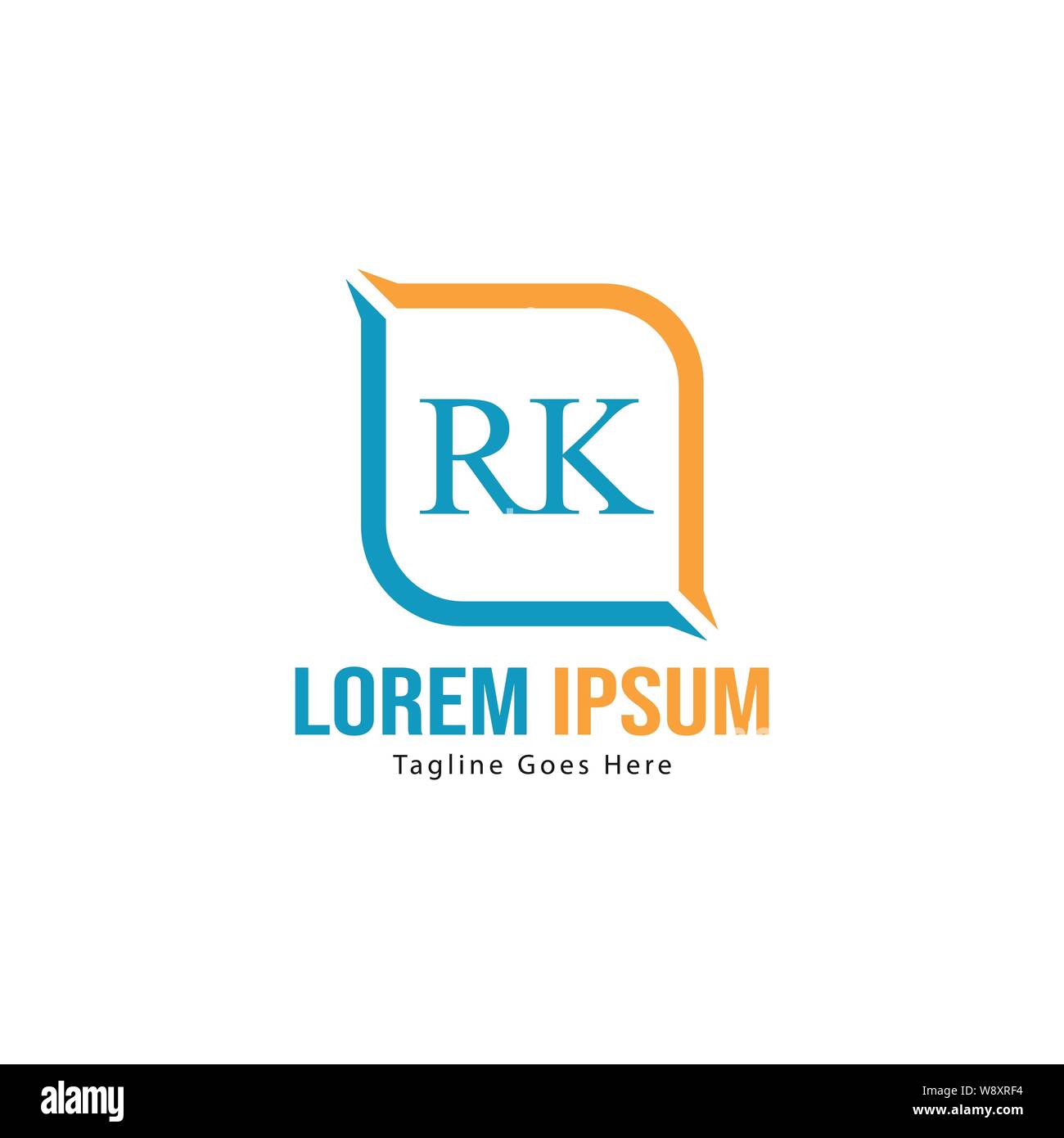 Iniziale logo RK Modello con telaio moderno. RK minimalista lettera logo illustrazione vettoriale design Illustrazione Vettoriale