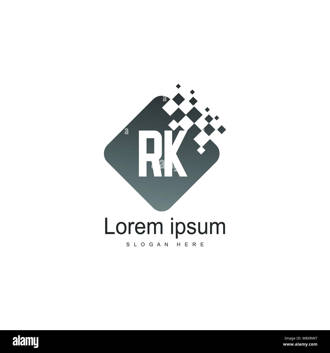 Iniziale logo RK Modello con telaio moderno. RK minimalista lettera logo illustrazione vettoriale design Illustrazione Vettoriale