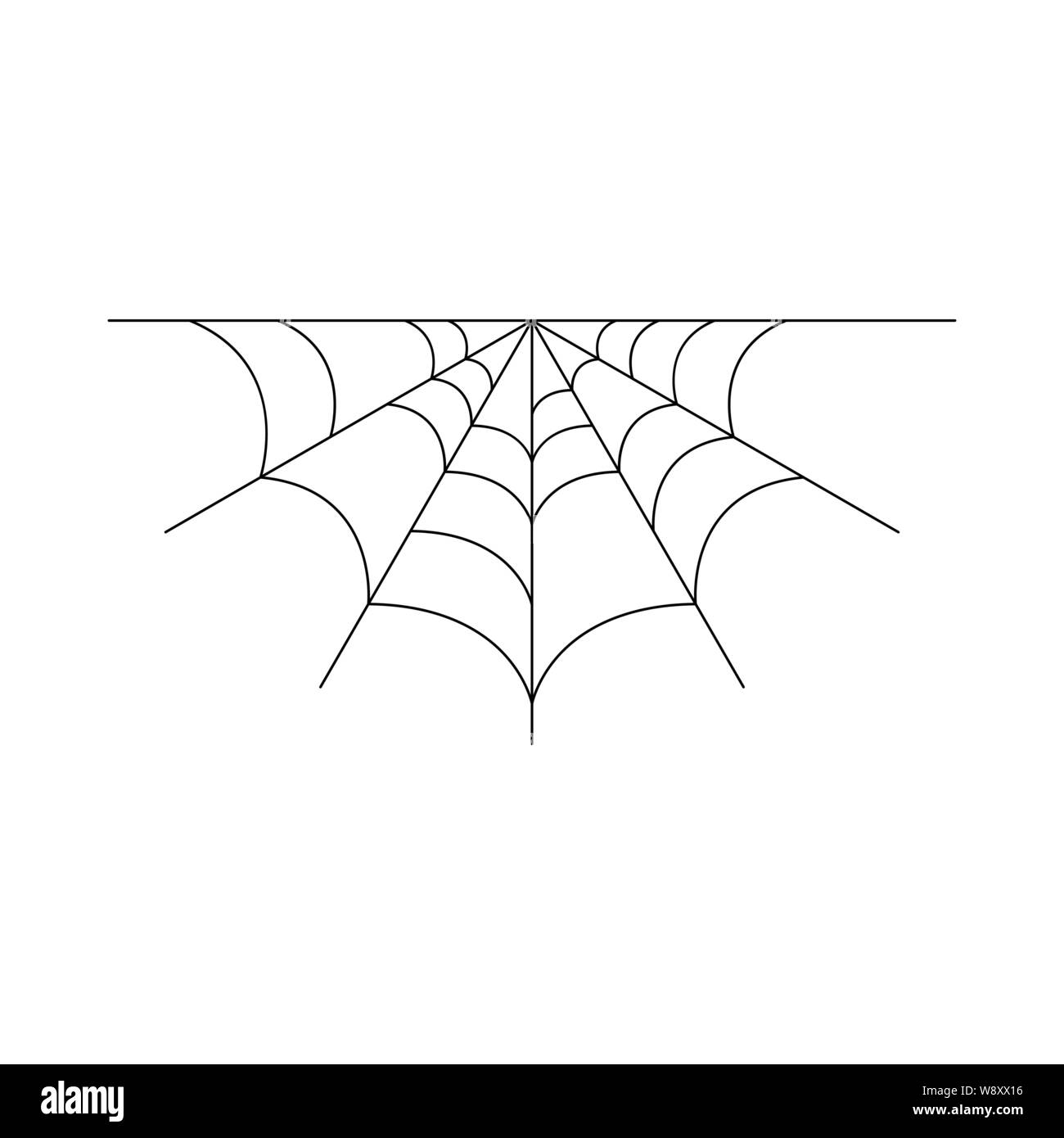 Mezza spider web isolati su sfondo bianco. Halloween spiderweb elemento. Ragnatela lo stile della linea. Illustrazione Vettoriale per qualsiasi tipo di design. Illustrazione Vettoriale