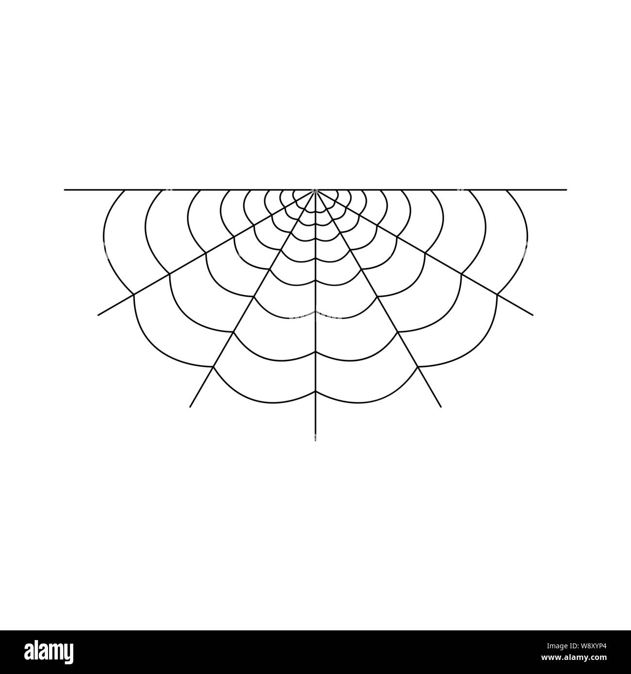 Mezza spider web isolati su sfondo bianco. Halloween spiderweb elemento. Ragnatela lo stile della linea. Illustrazione Vettoriale per qualsiasi tipo di design. Illustrazione Vettoriale