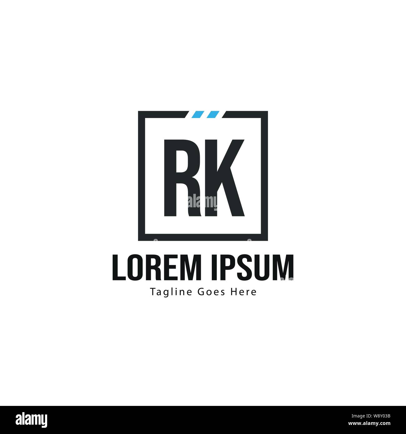 Iniziale logo RK Modello con telaio moderno. RK minimalista lettera logo illustrazione vettoriale design Illustrazione Vettoriale
