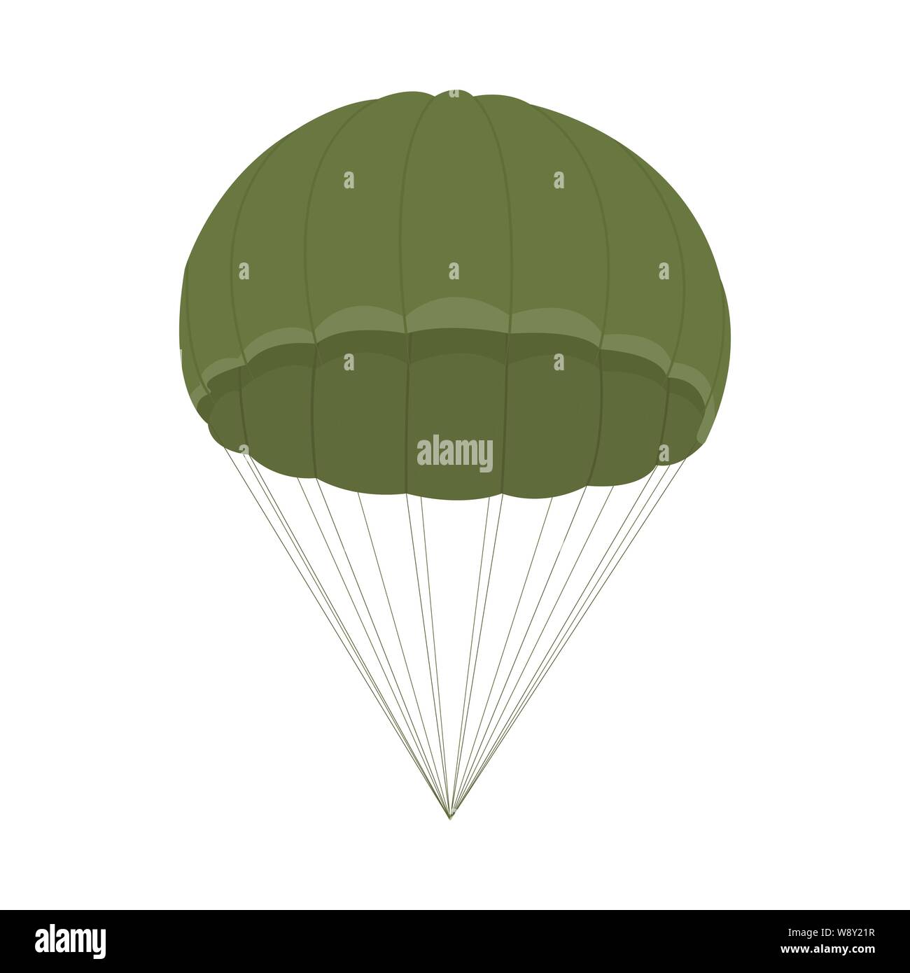 Icona di paracadute isolati su sfondo bianco. Militari esercito attrezzature per il trasporto aereo e paracadutismo. Illustrazione Vettoriale per la progettazione. Illustrazione Vettoriale