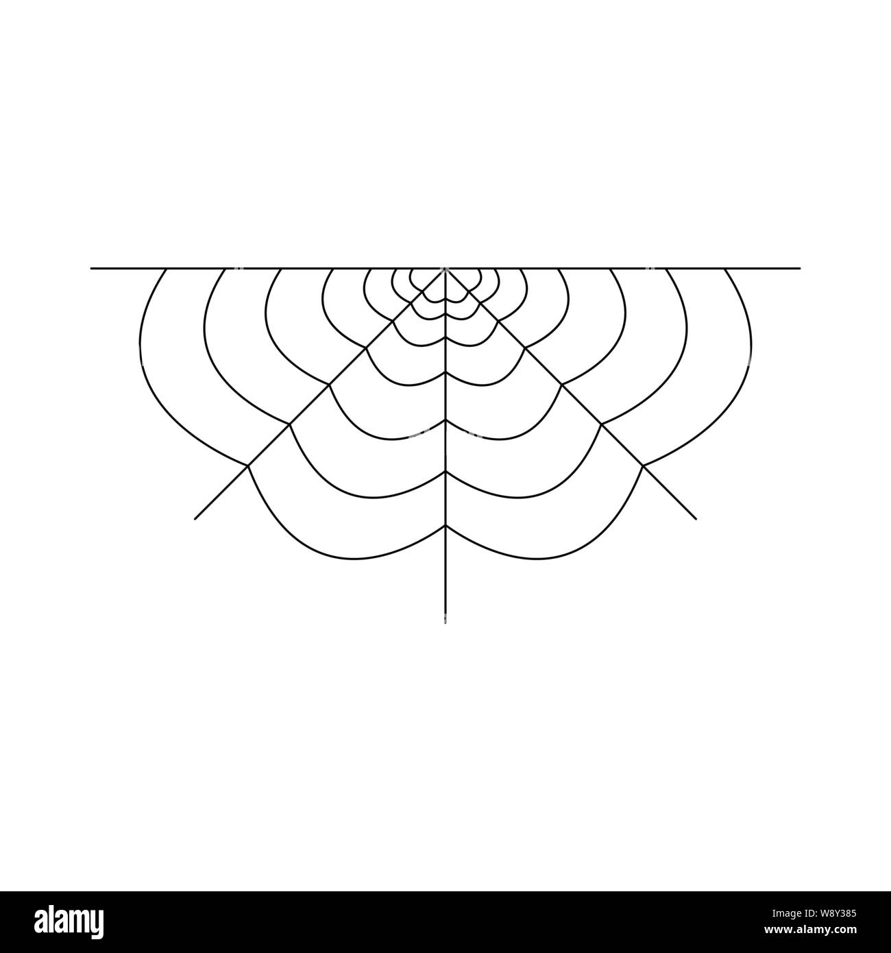 Mezza spider web isolati su sfondo bianco. Halloween spiderweb elemento. Ragnatela lo stile della linea. Illustrazione Vettoriale per qualsiasi tipo di design. Illustrazione Vettoriale