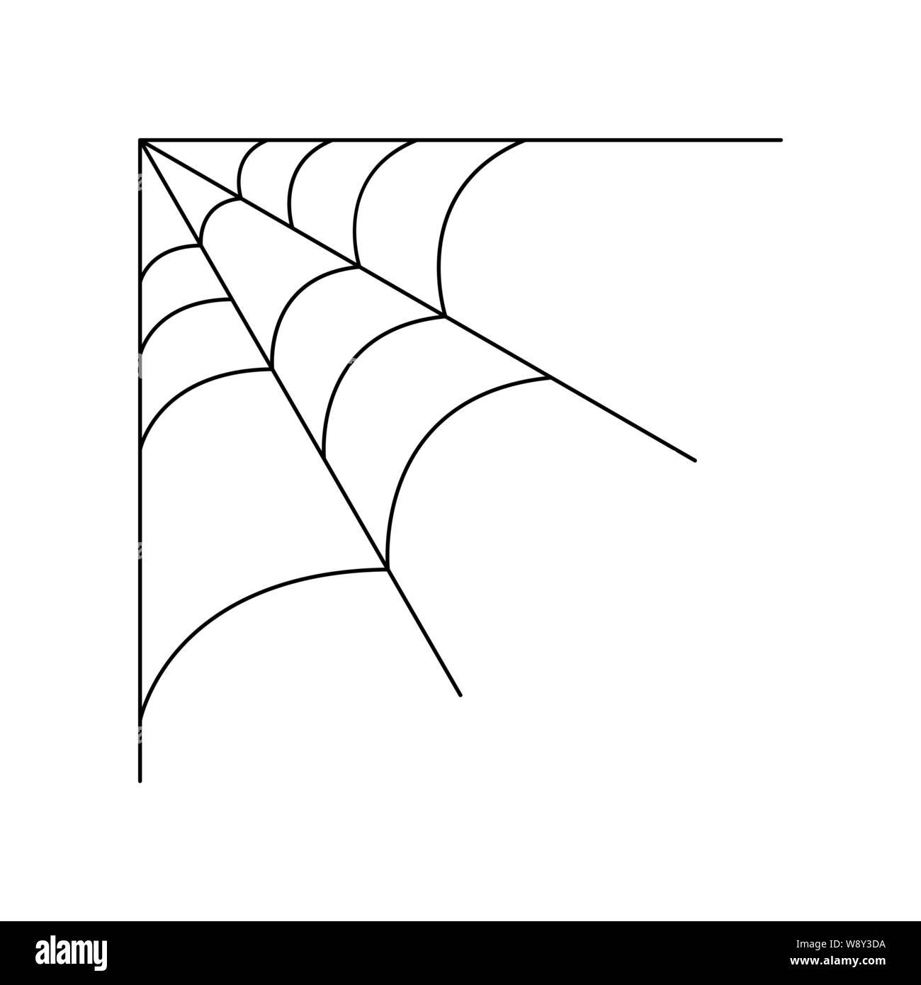 Trimestre spider web isolati su sfondo bianco. Halloween spiderweb elemento. Ragnatela lo stile della linea. Illustrazione Vettoriale per qualsiasi tipo di design. Illustrazione Vettoriale
