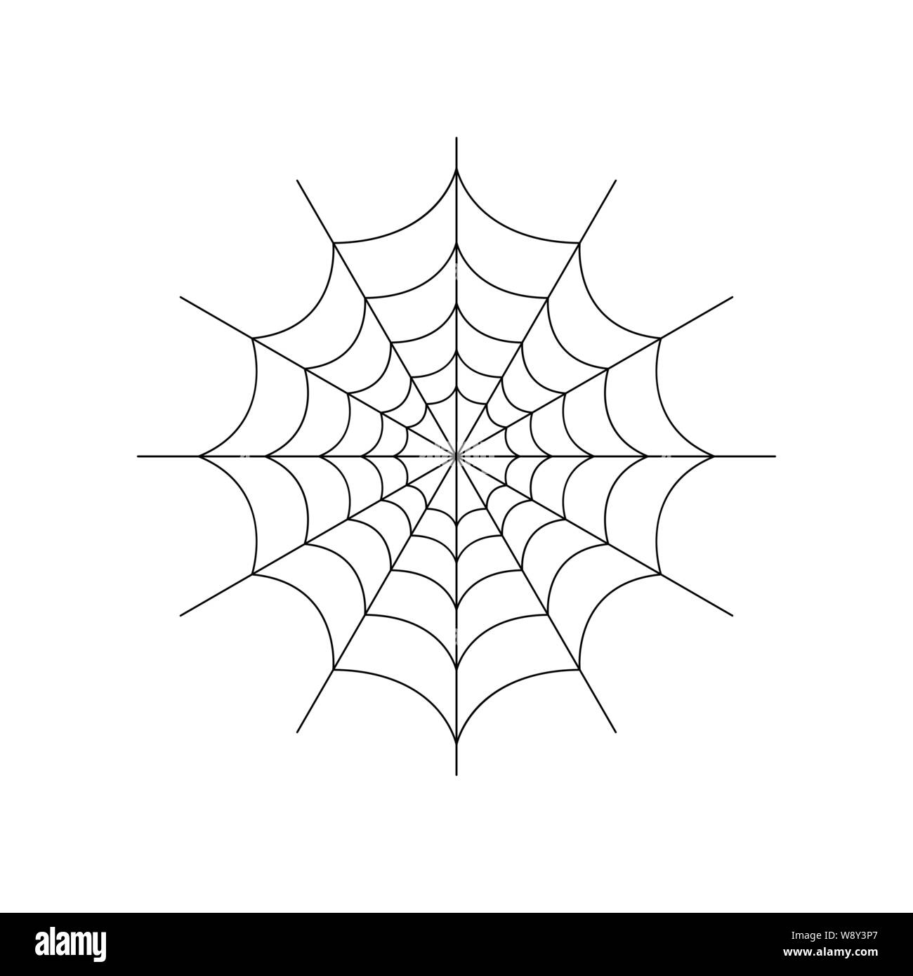 Tutto tondo spider web isolati su sfondo bianco. Halloween spiderweb elemento. Ragnatela lo stile della linea. Illustrazione Vettoriale per qualsiasi tipo di design. Illustrazione Vettoriale
