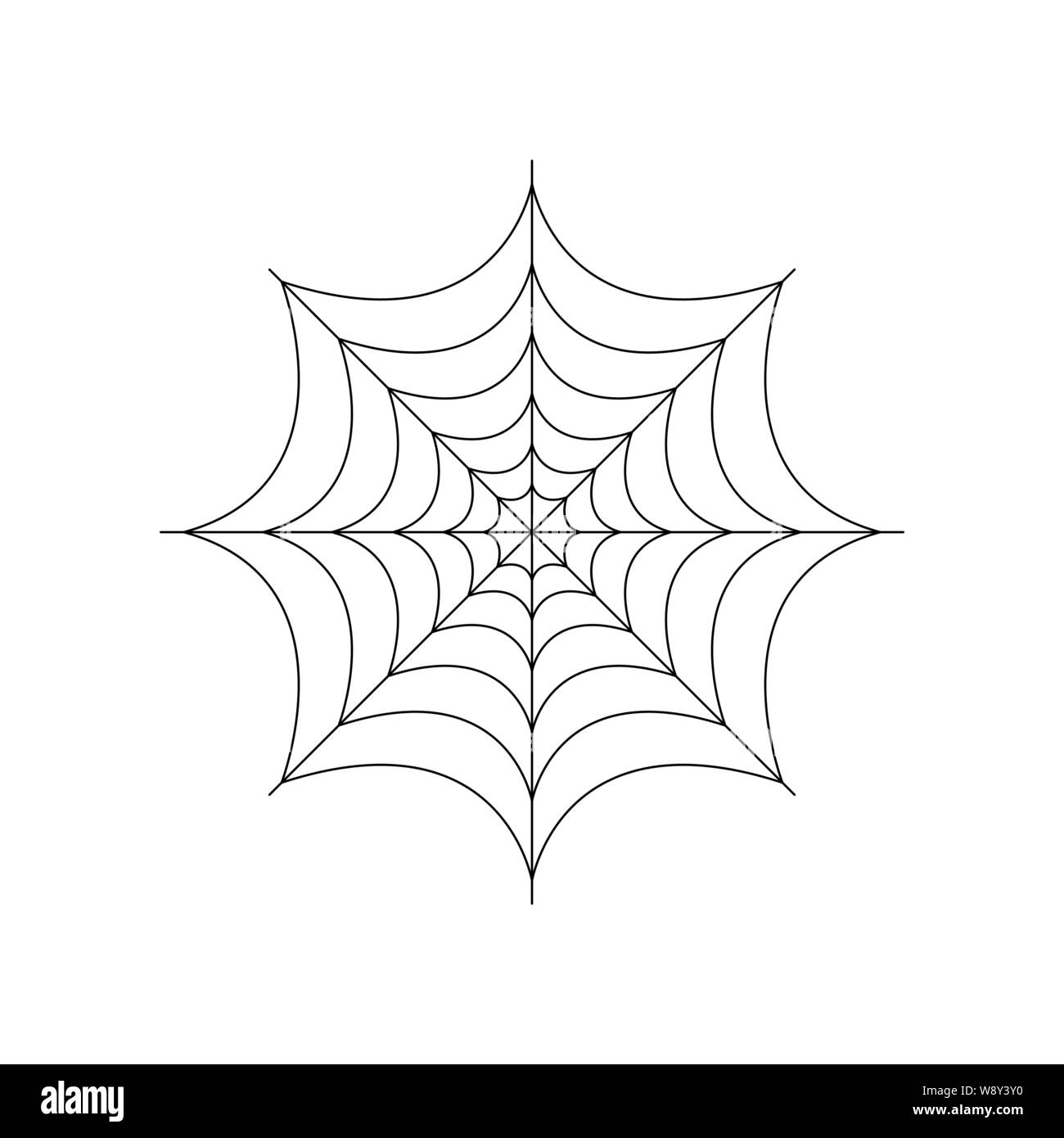 Tutto tondo spider web isolati su sfondo bianco. Halloween spiderweb elemento. Ragnatela lo stile della linea. Illustrazione Vettoriale per qualsiasi tipo di design. Illustrazione Vettoriale