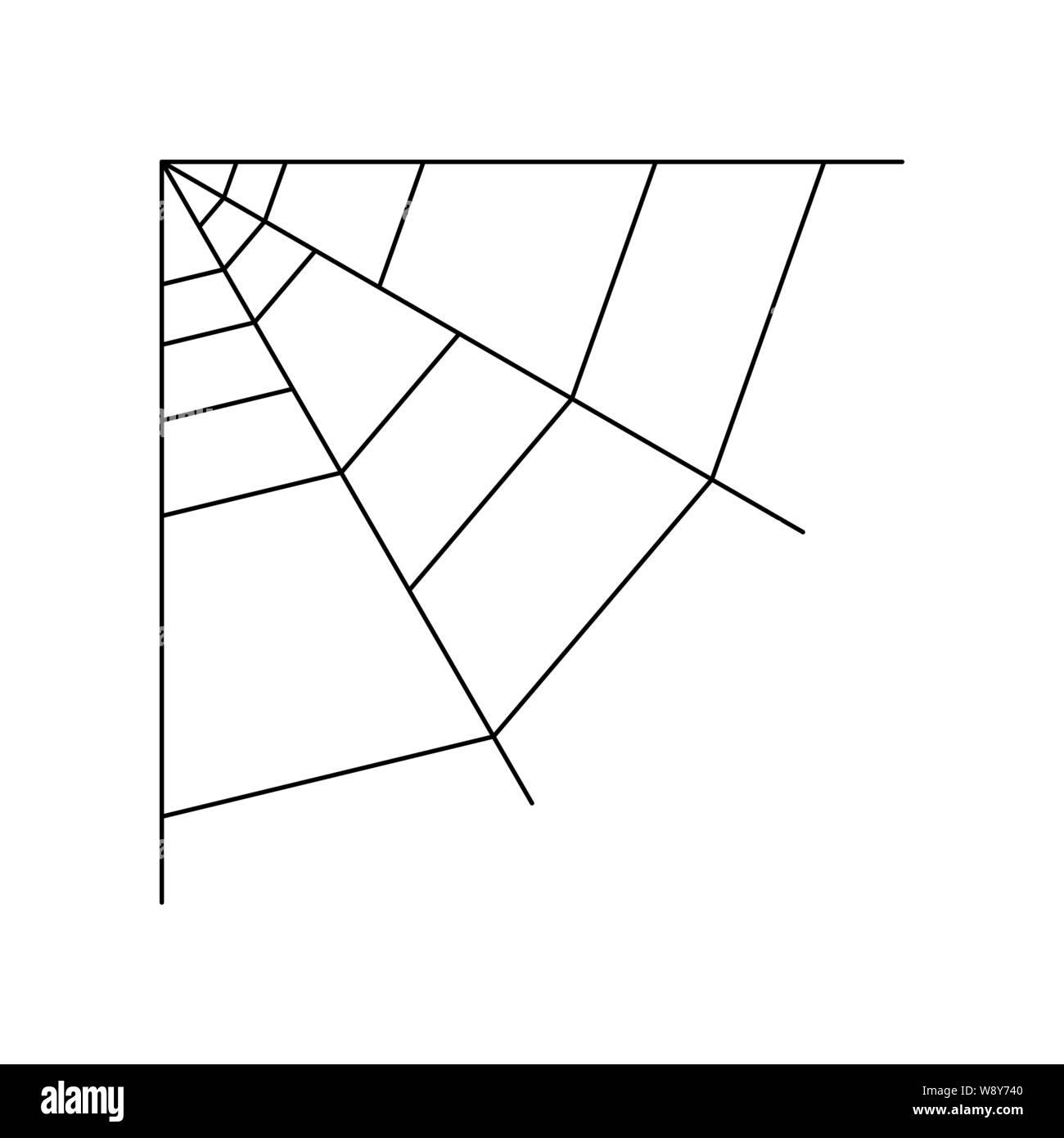 Trimestre spider web isolati su sfondo bianco. Halloween spiderweb elemento. Ragnatela lo stile della linea. Illustrazione Vettoriale per qualsiasi tipo di design. Illustrazione Vettoriale