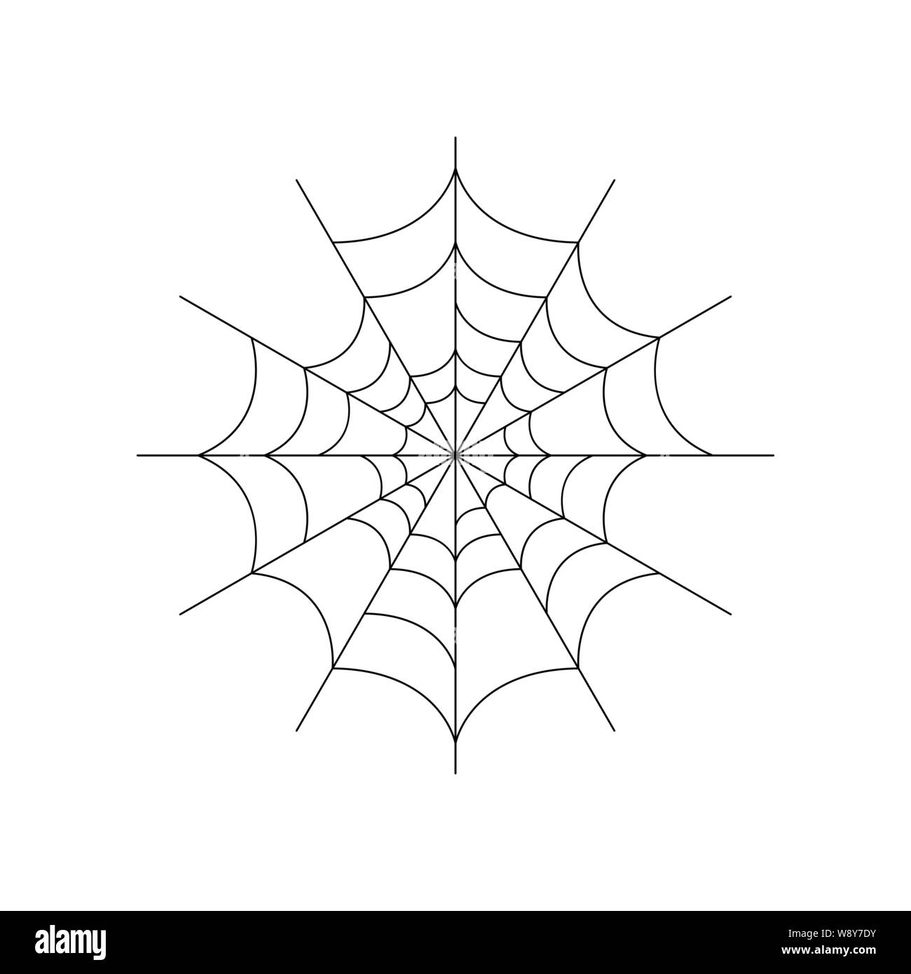 Tutto tondo spider web isolati su sfondo bianco. Halloween spiderweb elemento. Ragnatela lo stile della linea. Illustrazione Vettoriale per qualsiasi tipo di design. Illustrazione Vettoriale