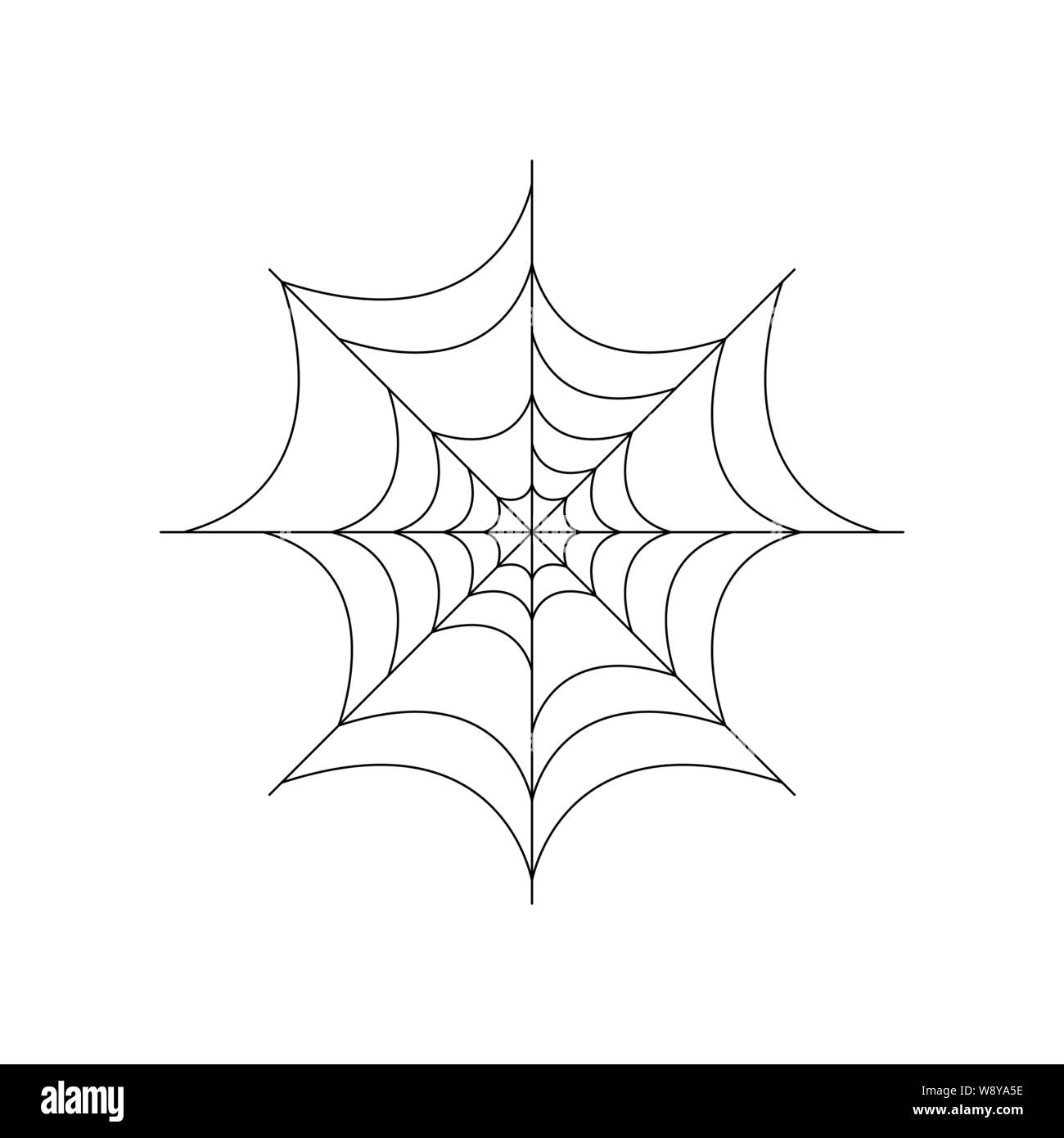 Tutto tondo spider web isolati su sfondo bianco. Halloween spiderweb elemento. Ragnatela lo stile della linea. Illustrazione Vettoriale per qualsiasi tipo di design. Illustrazione Vettoriale