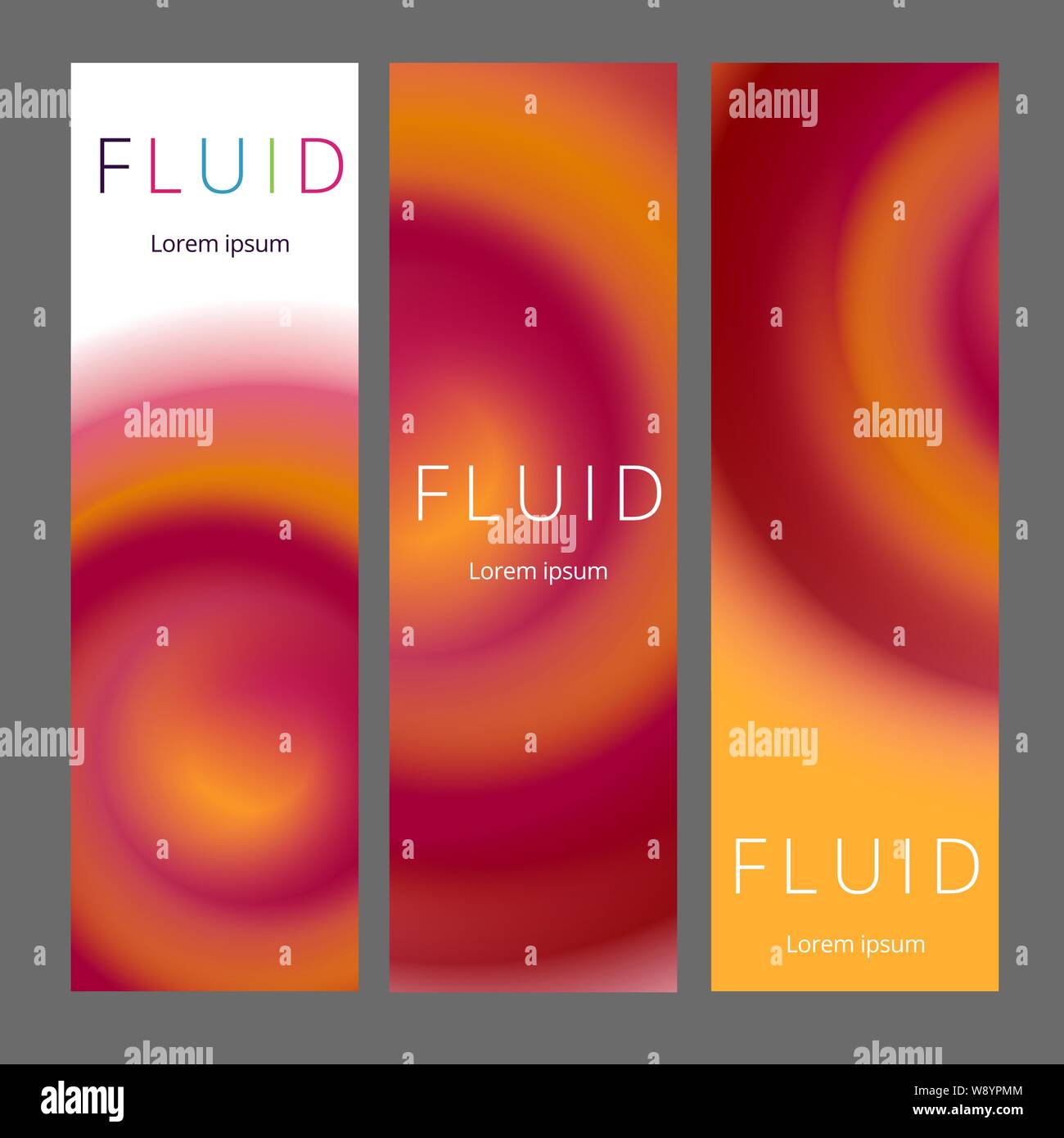Moderno astratto banner verticale set. Raffreddare le forme di gradiente di composizione. Design futuristico. Illustrazione Vettoriale